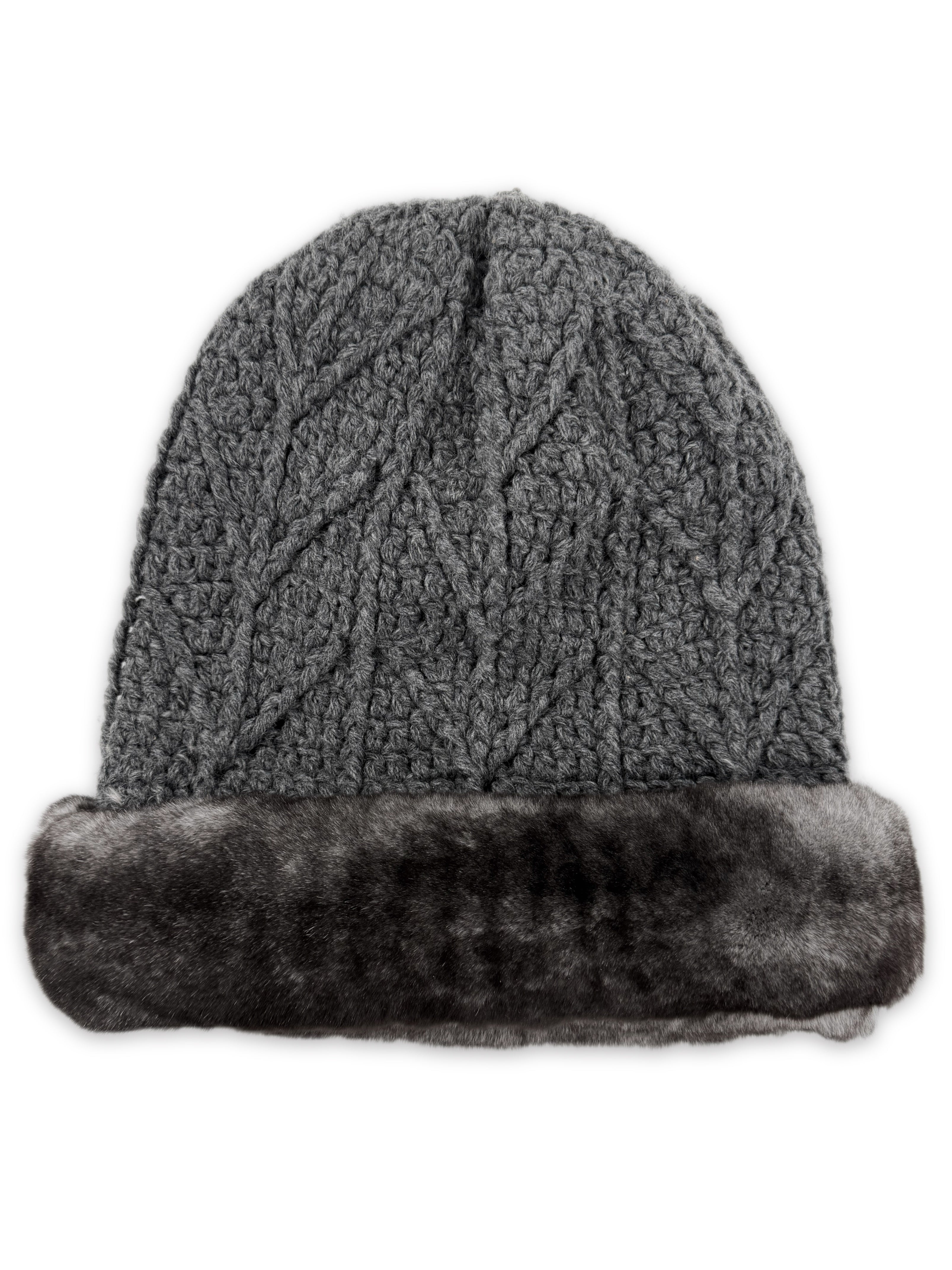 Chrome Hearts Chinchilla Fur Cashmere Grey Knitted .925 Beanie
