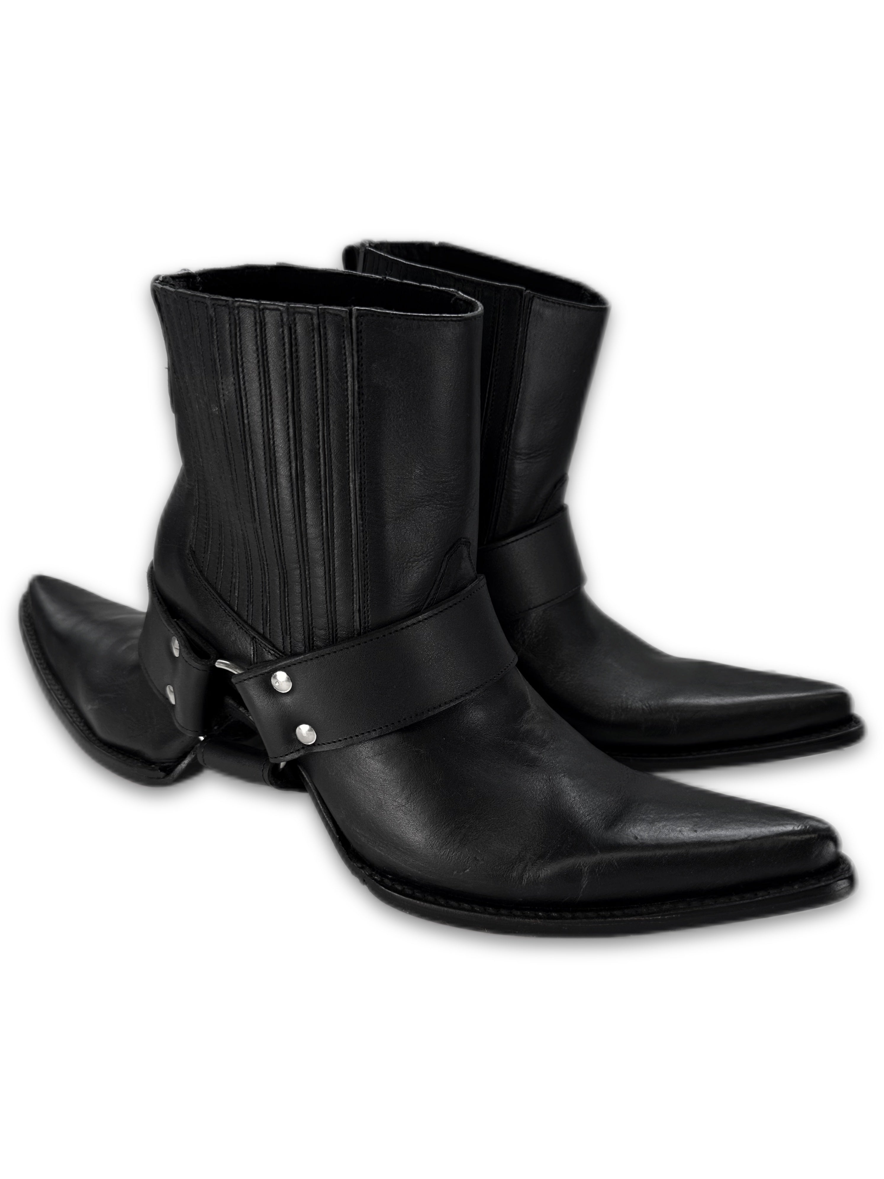SS17 Hood by Air SAMPLE Double ‘Cowboy’ Black Leather Boots