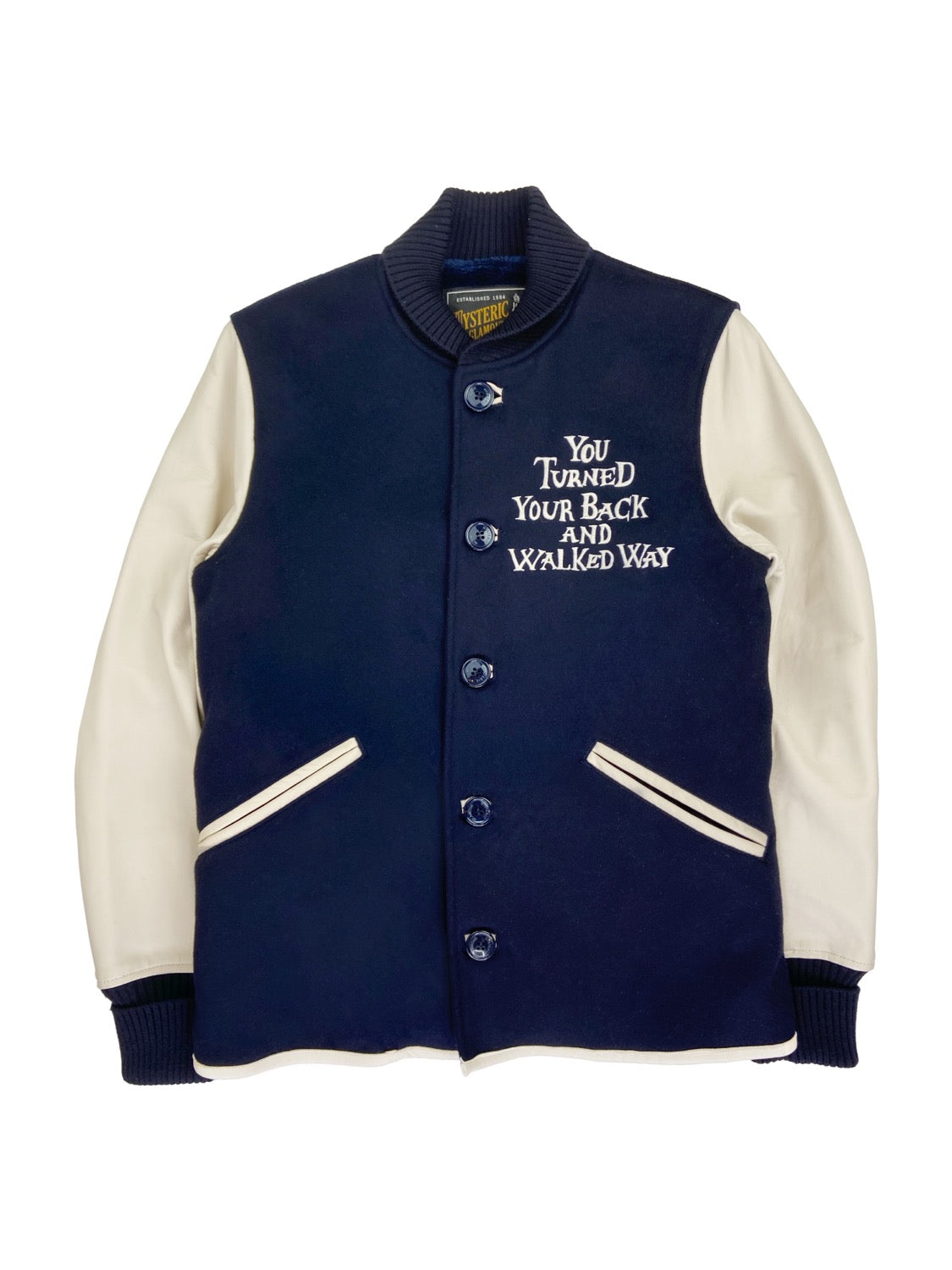 Hysteric Glamour “You Turned Your Back” Navy Varsity Jacket