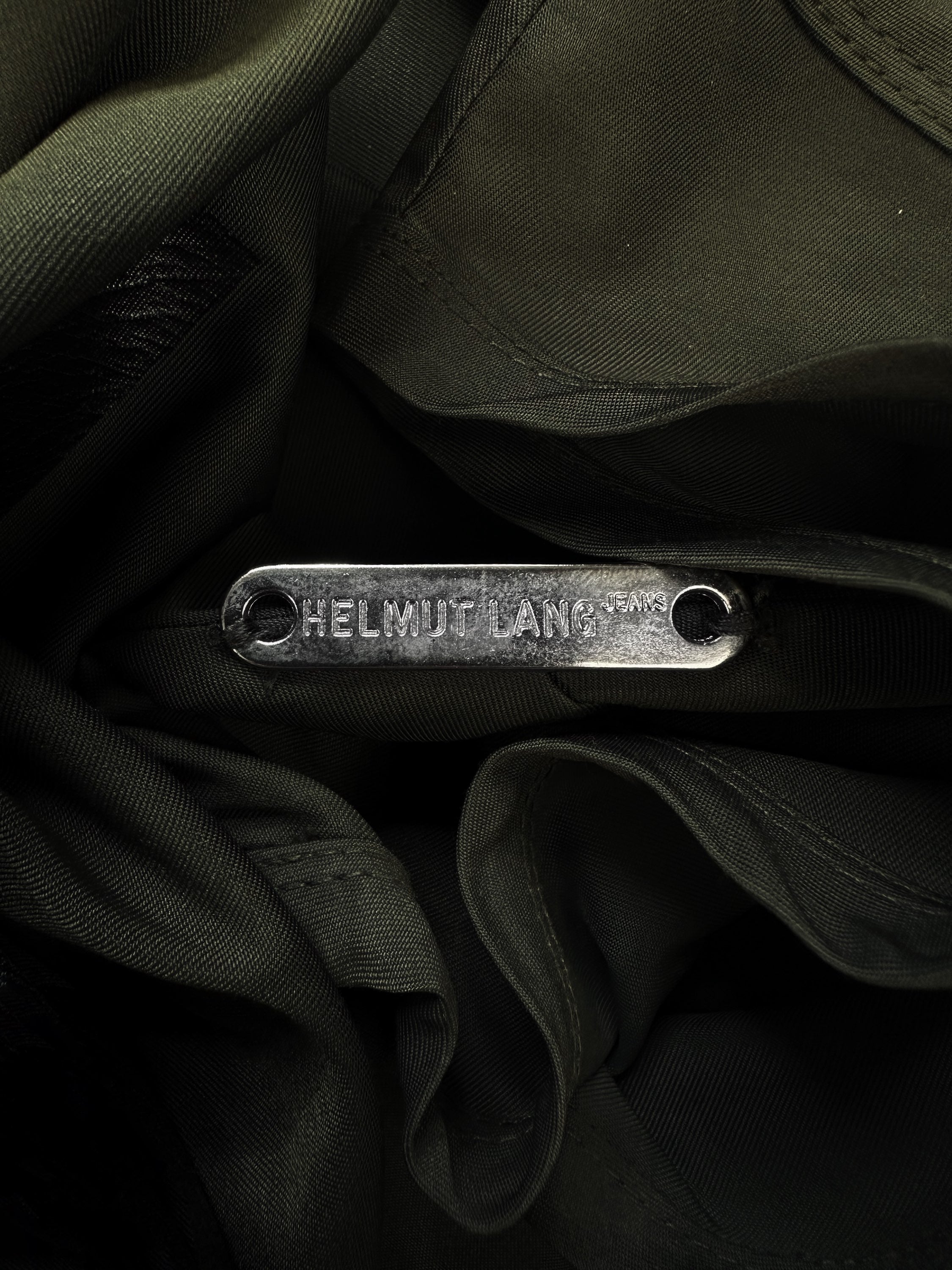 90s Helmut Lang ‘Striped’ Metal Logo Green Asymmetric Seam Tank Top