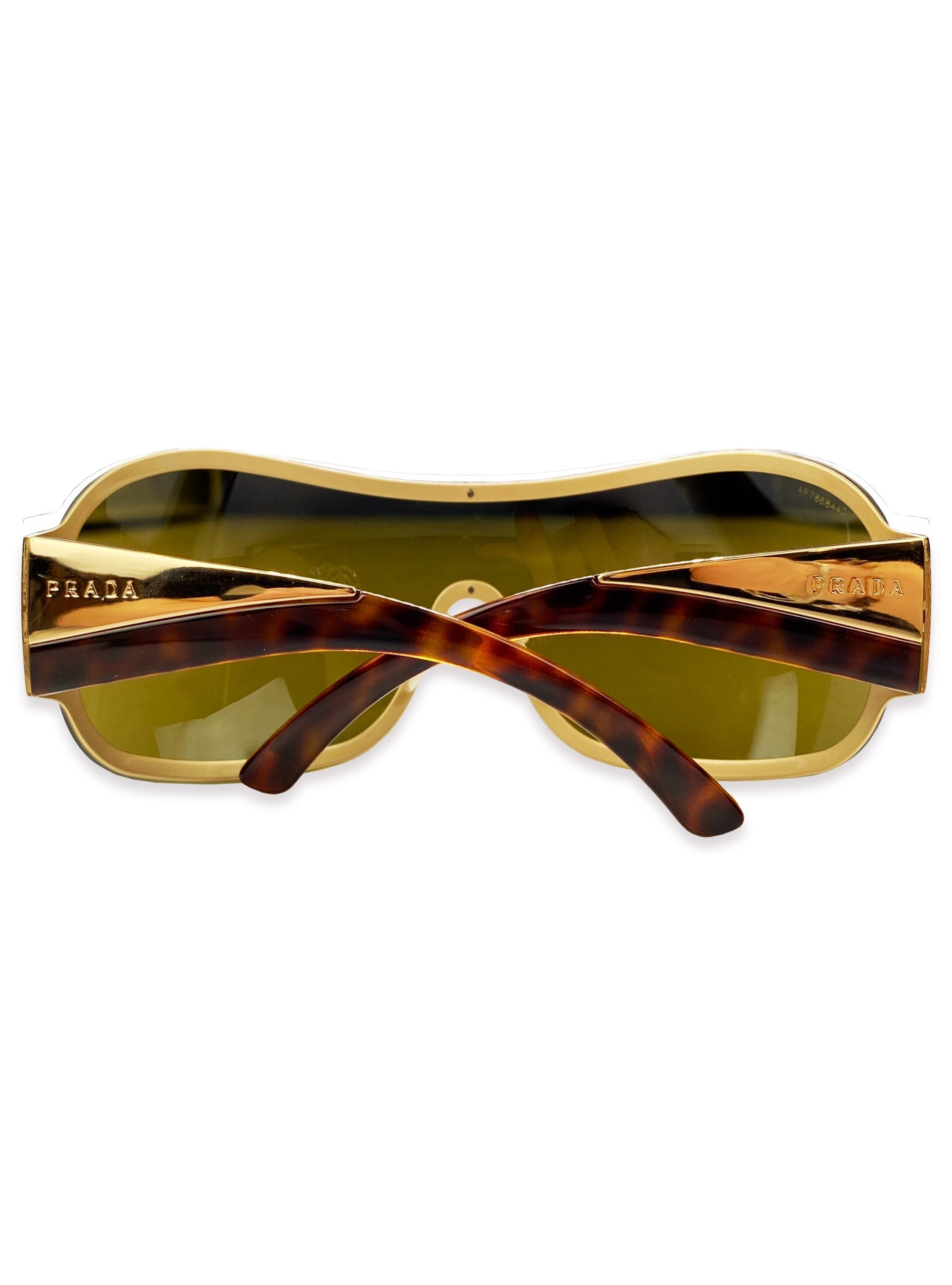 Prada Rimless Visor Metallic Warm Tint Sunglasses
