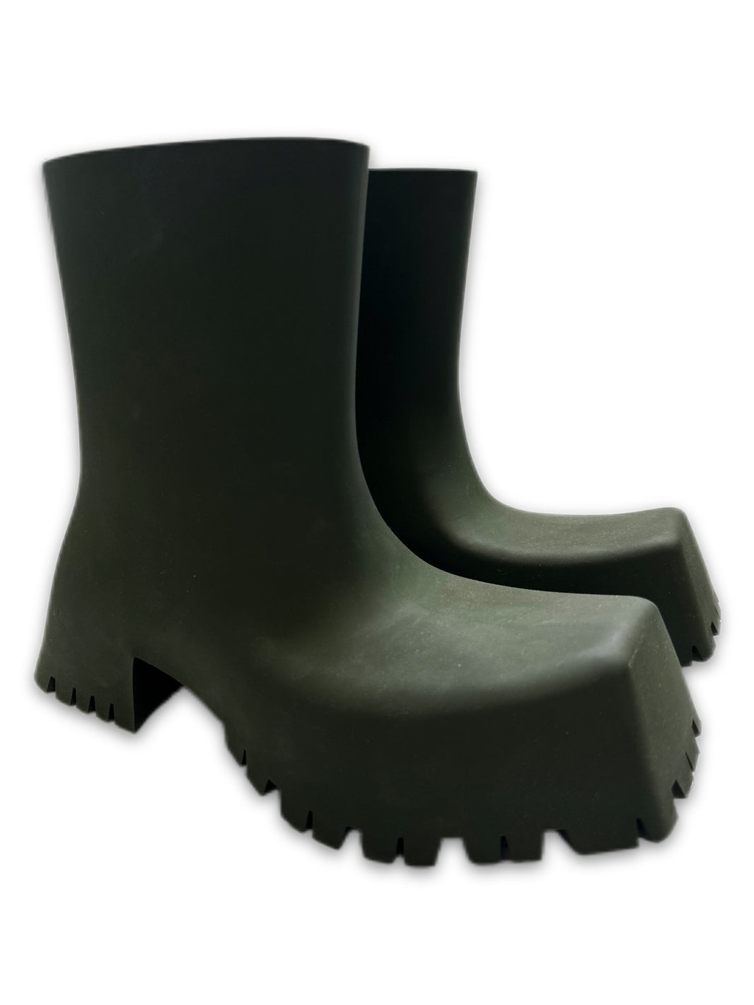 Balenciaga Olive Green Rubber ‘Trooper’ Boots