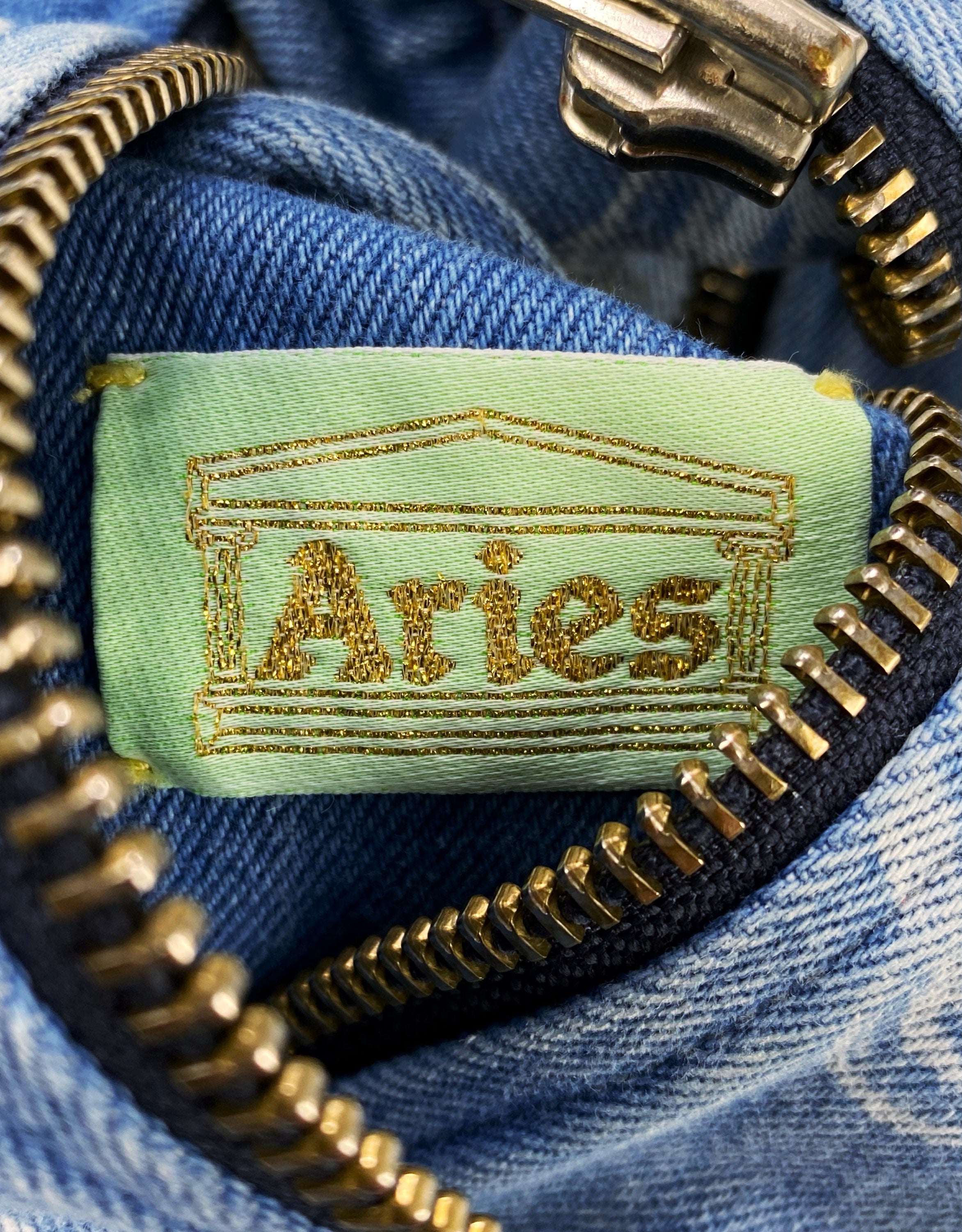 AW19 Aries ‘Chainlink’ Light Wash Denim Trucker Jacket