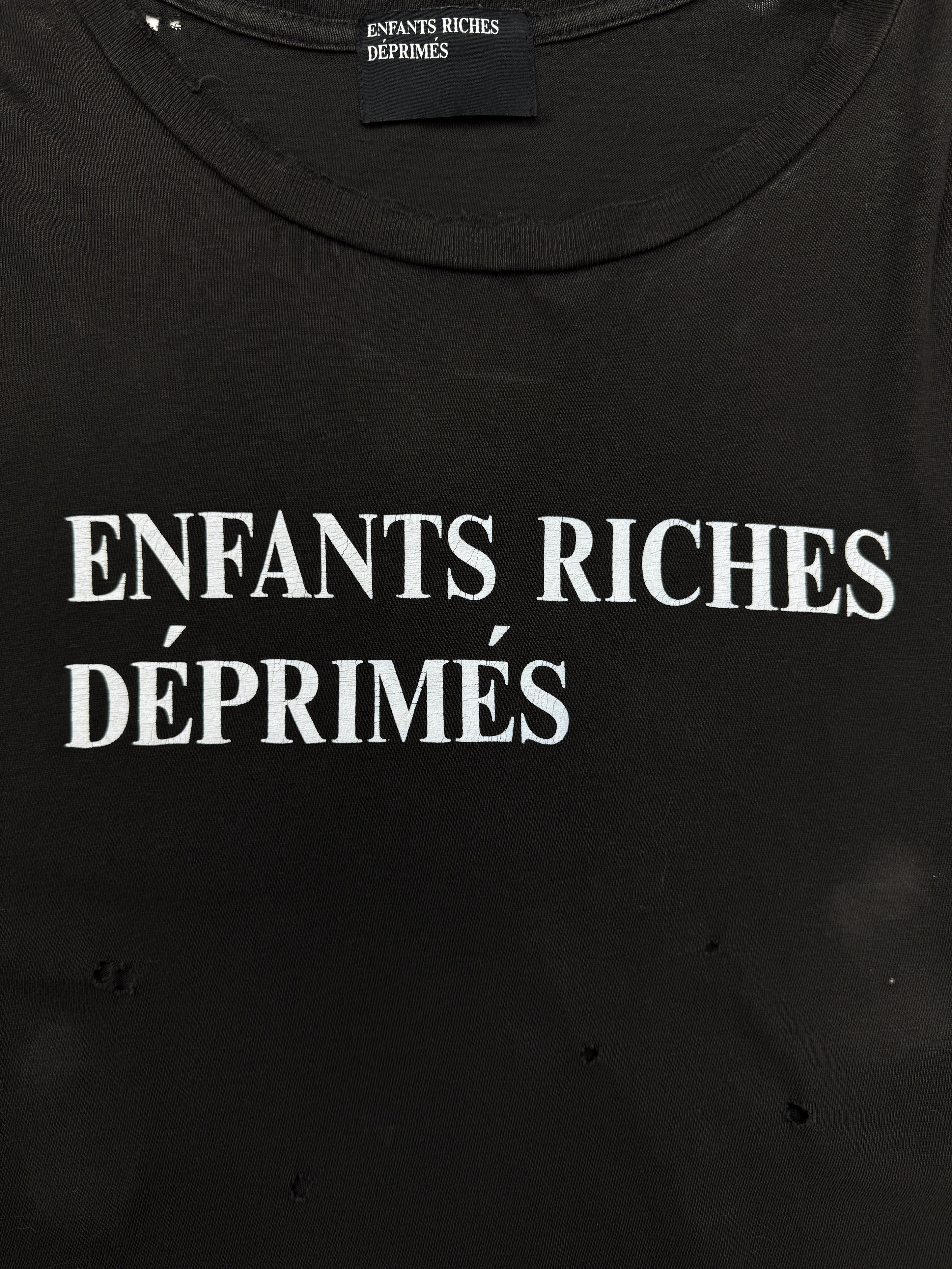 Enfants Riches Deprimes Distressed Dark Brown Logo T-Shirt