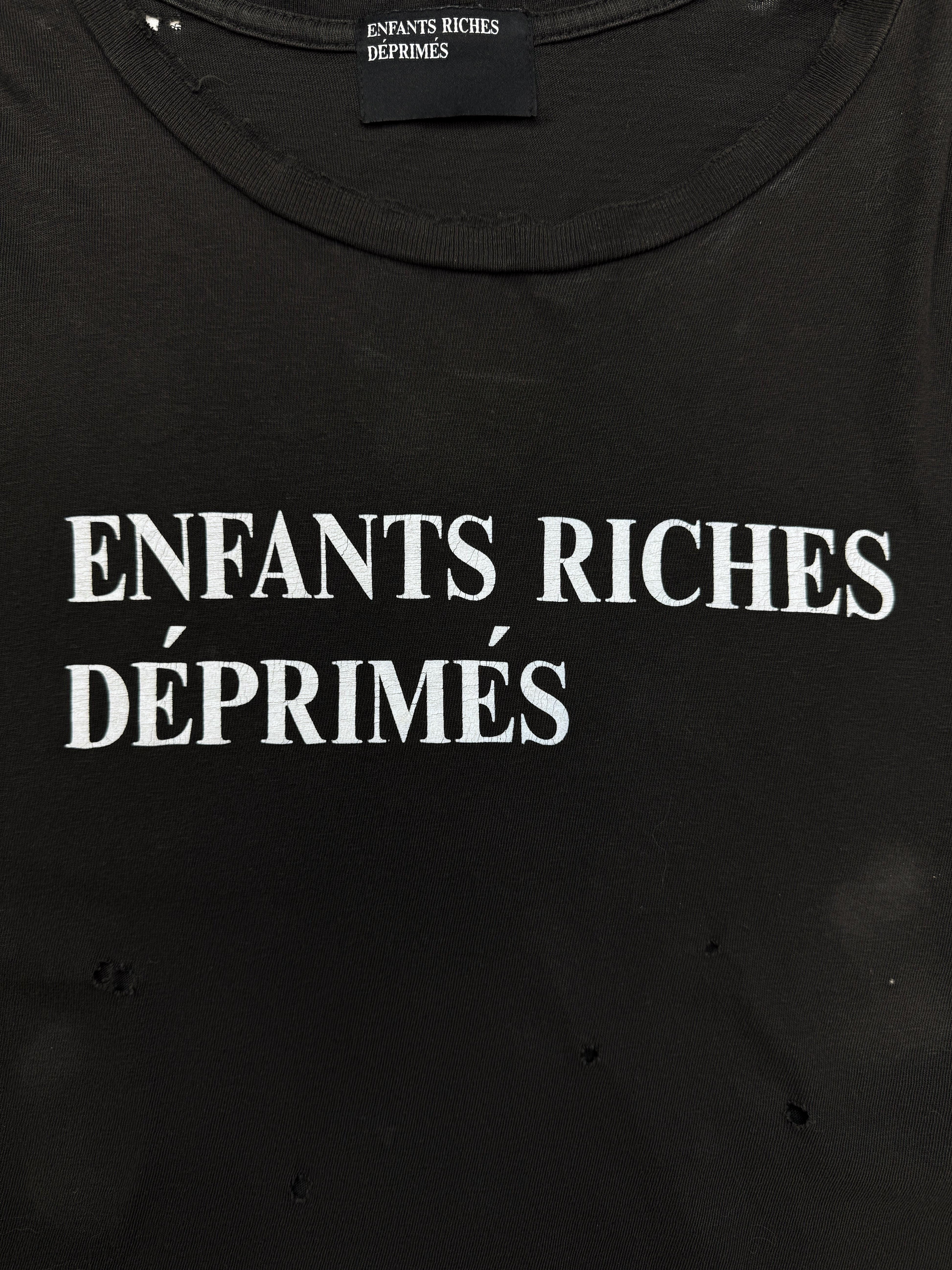 Enfants Riches Deprimes Distressed Dark Brown Logo T-Shirt