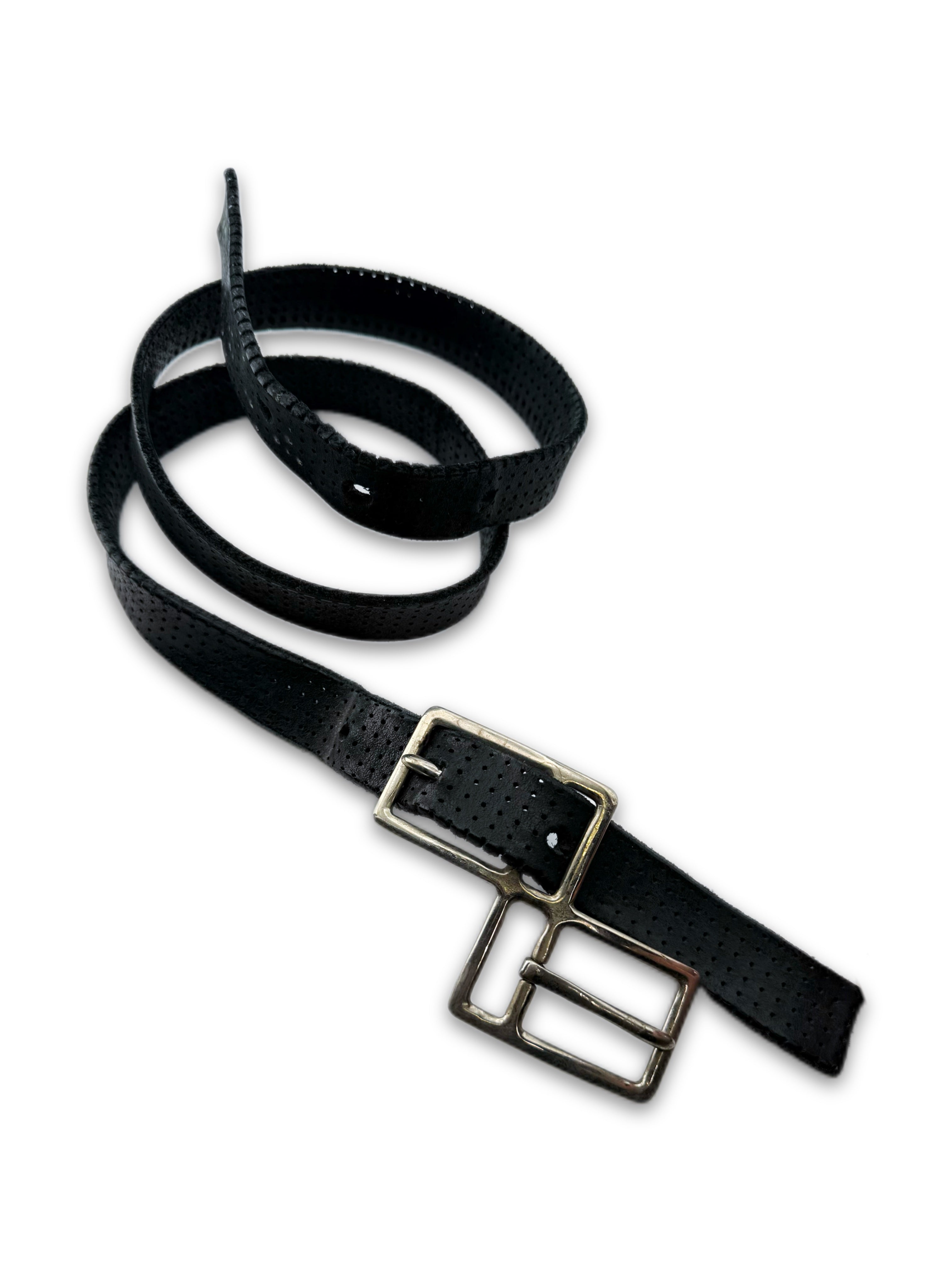 Carol Christian Poell ‘Double Buckle’ Navy Perforated Leather Belt
