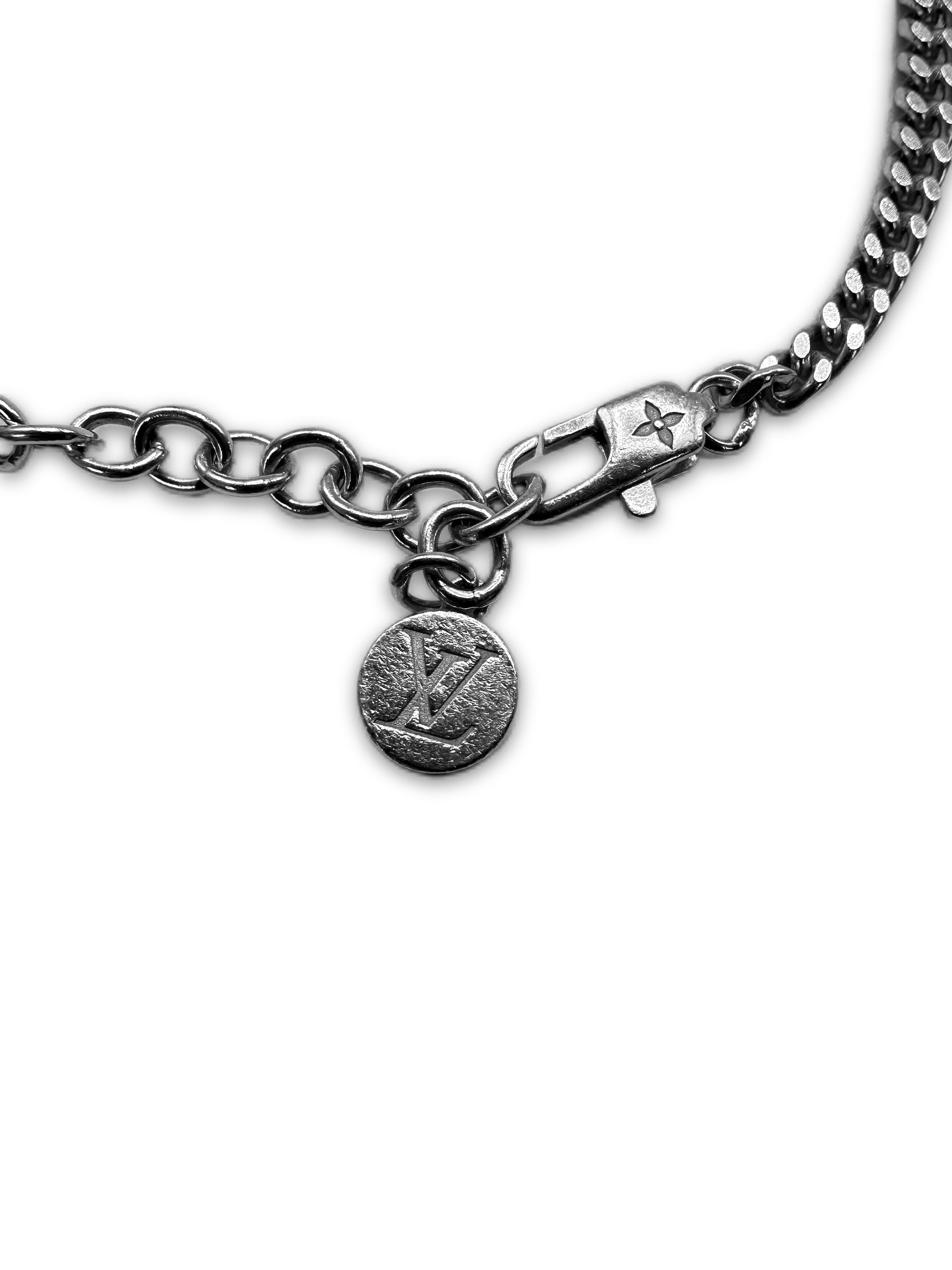 Louis Vuttion ‘Instict’ Silver Monogram Cuban Link Bracelet