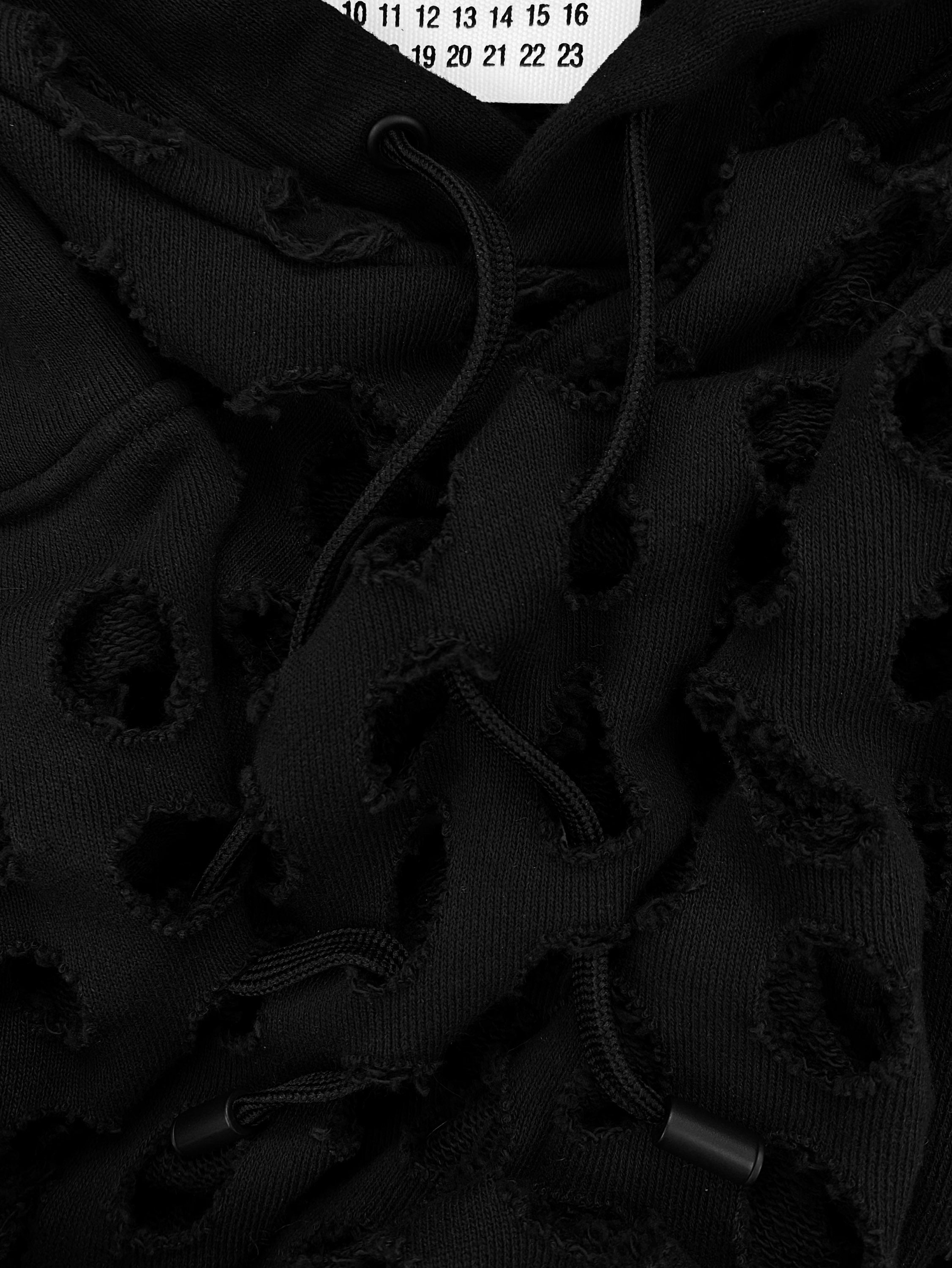 AW20 Maison Margiela ‘Hole Punch’ Black Cut Out Hoodie