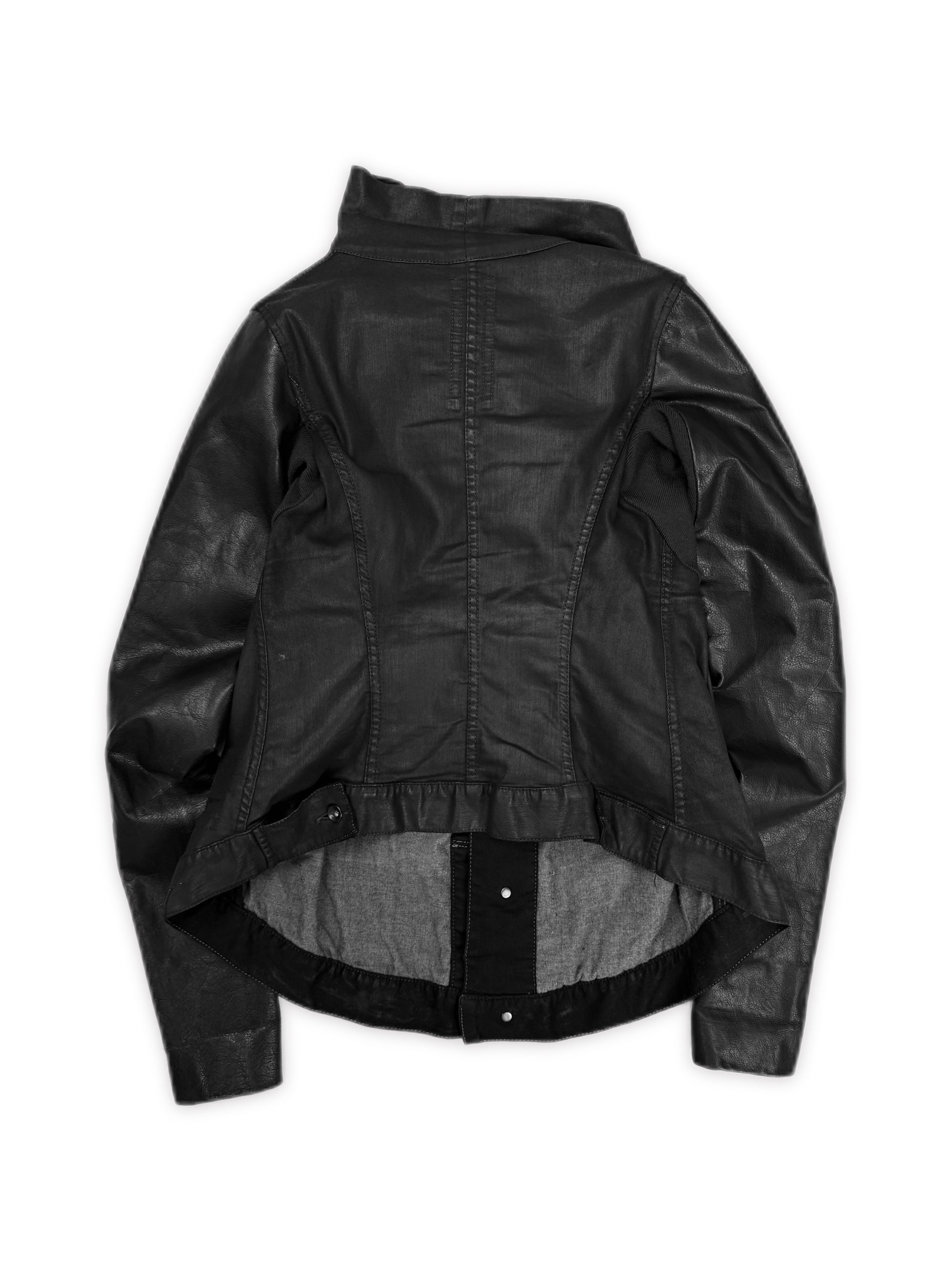 Rick Owens DRKSHDW Waxed Black Denim / Leather Cropped Jacket