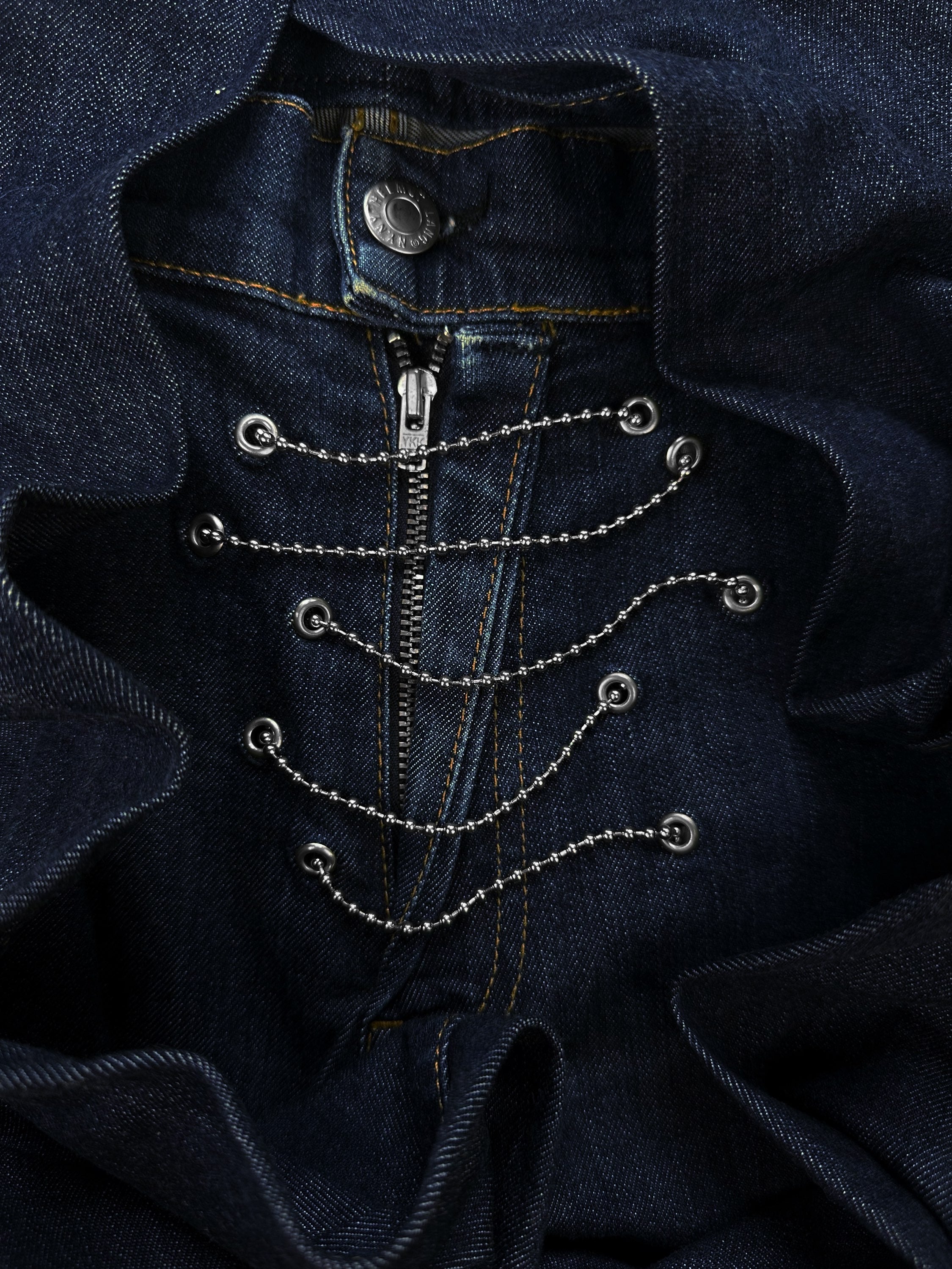 AW04 Helmut Lang ‘Chasity’ Ball Chain Washed Indigo Denim