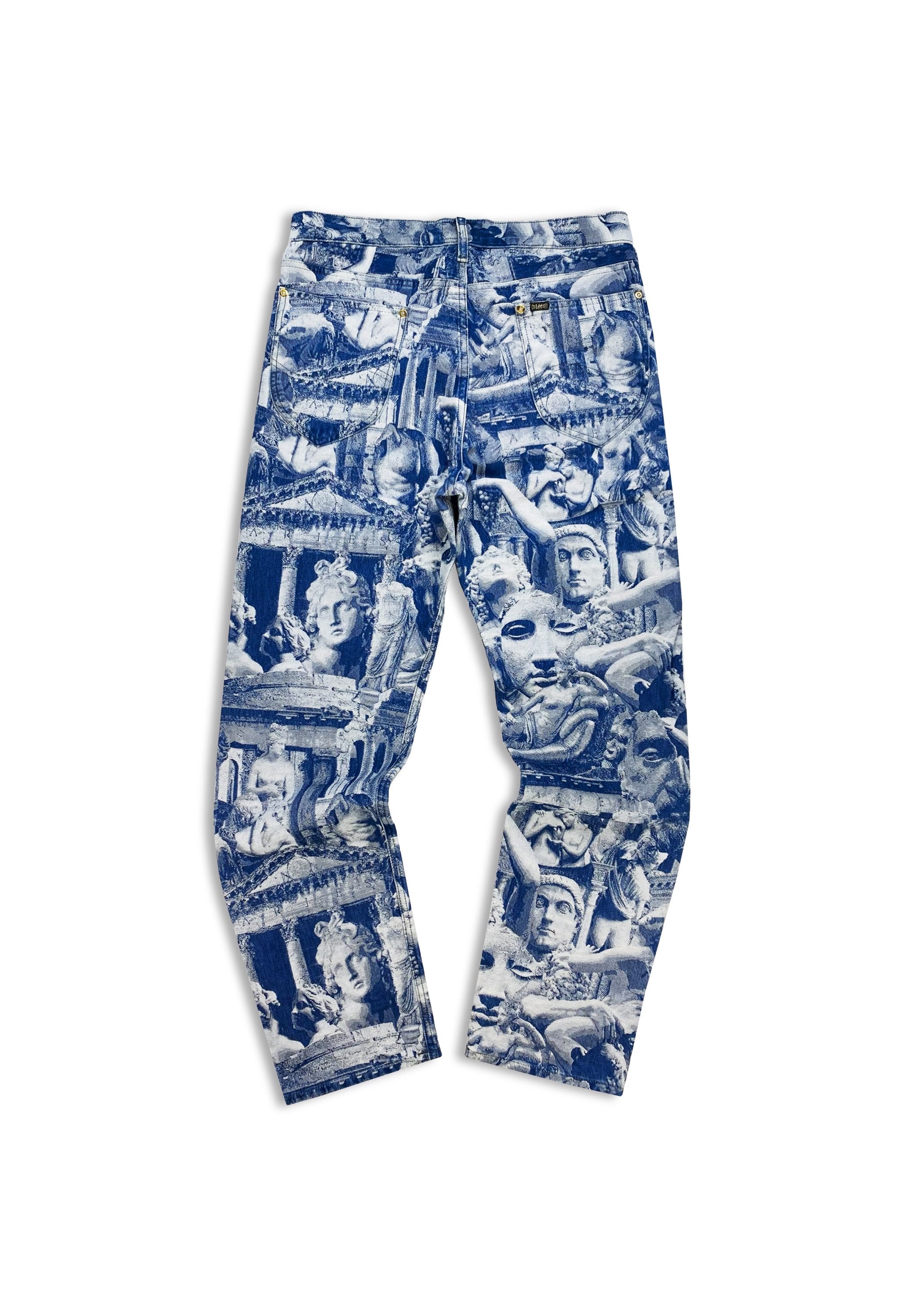 AW21 Aries x Lee ‘Roman Faces’ Blue Wash Full Print Denim Jeans