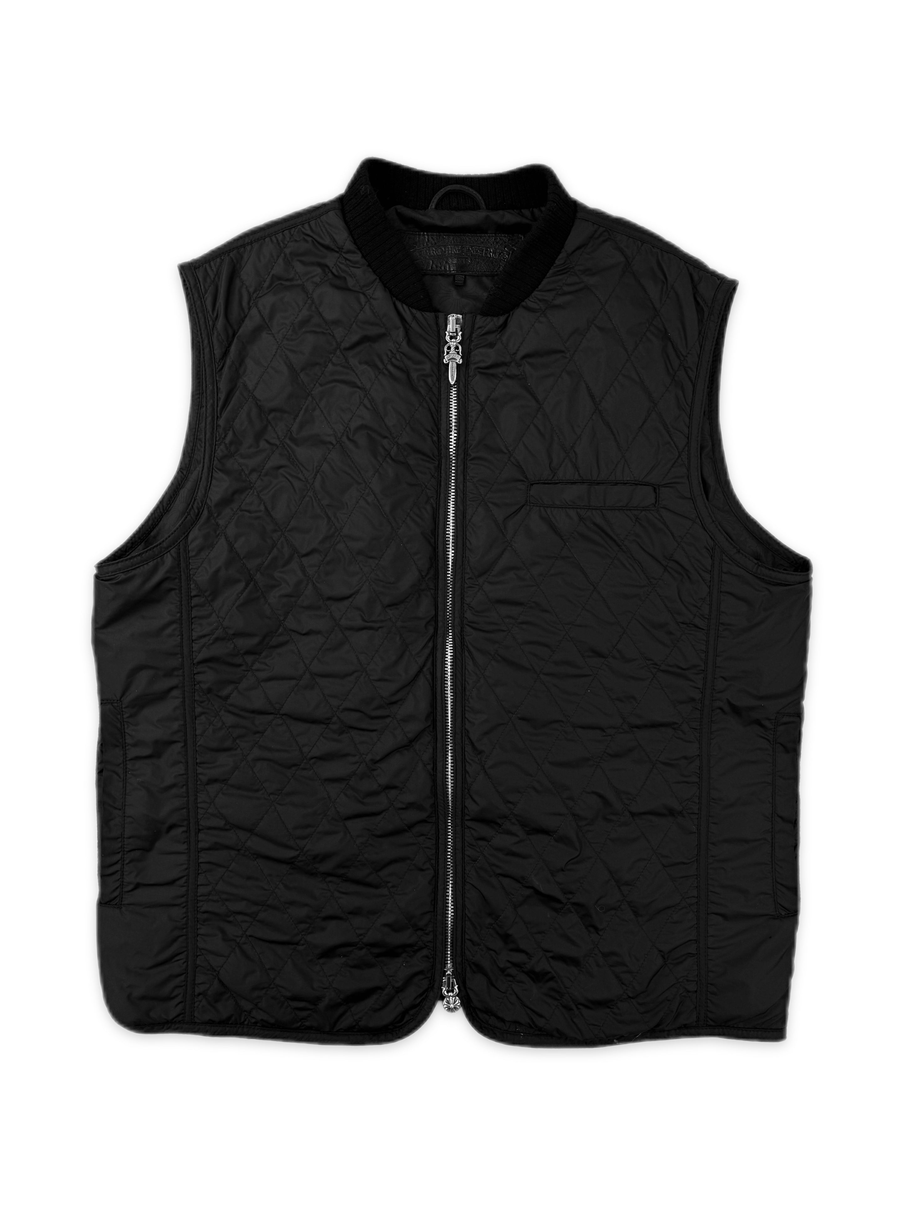 Chrome Hearts Spine Leather Cross Patch Black Dagger Zip Papa’s Vest