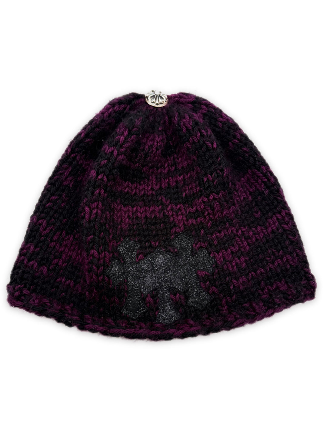 Chrome Hearts Purple Gradient Leather Triple Cross Patch .925 Beanie