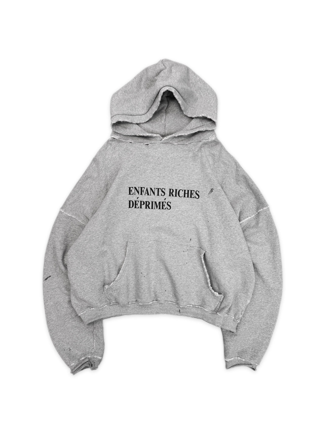 Enfants Riches Deprimes Grey Distressed Paint Logo Grey Hoodie