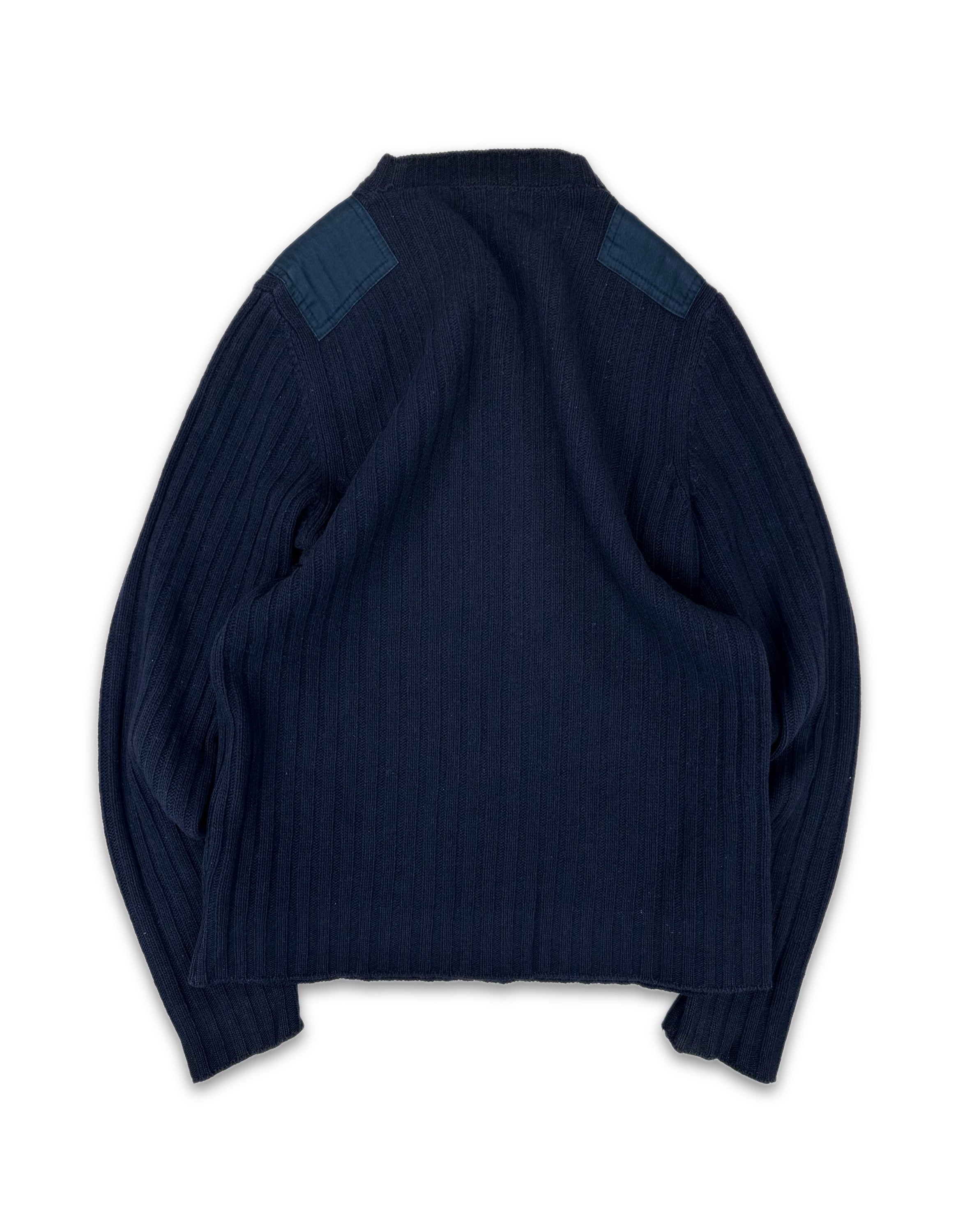 AW97 Helmut Lang Navy Blue ‘Patched’ Heavy Weight Knit Sweater
