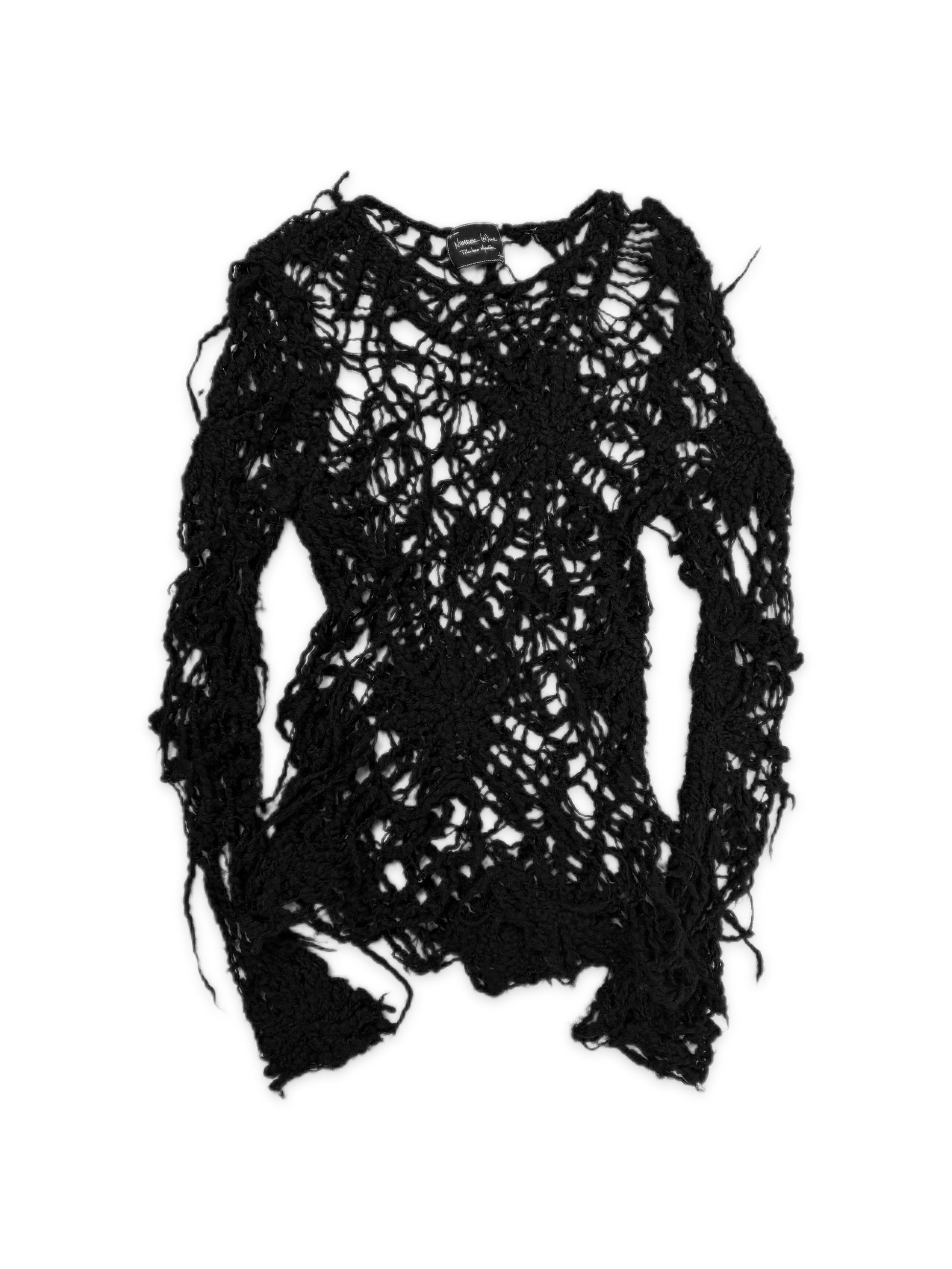 SS05 Number (N)ine ‘Nightcrawler’ Spiderweb Black Wool Knit Sweater