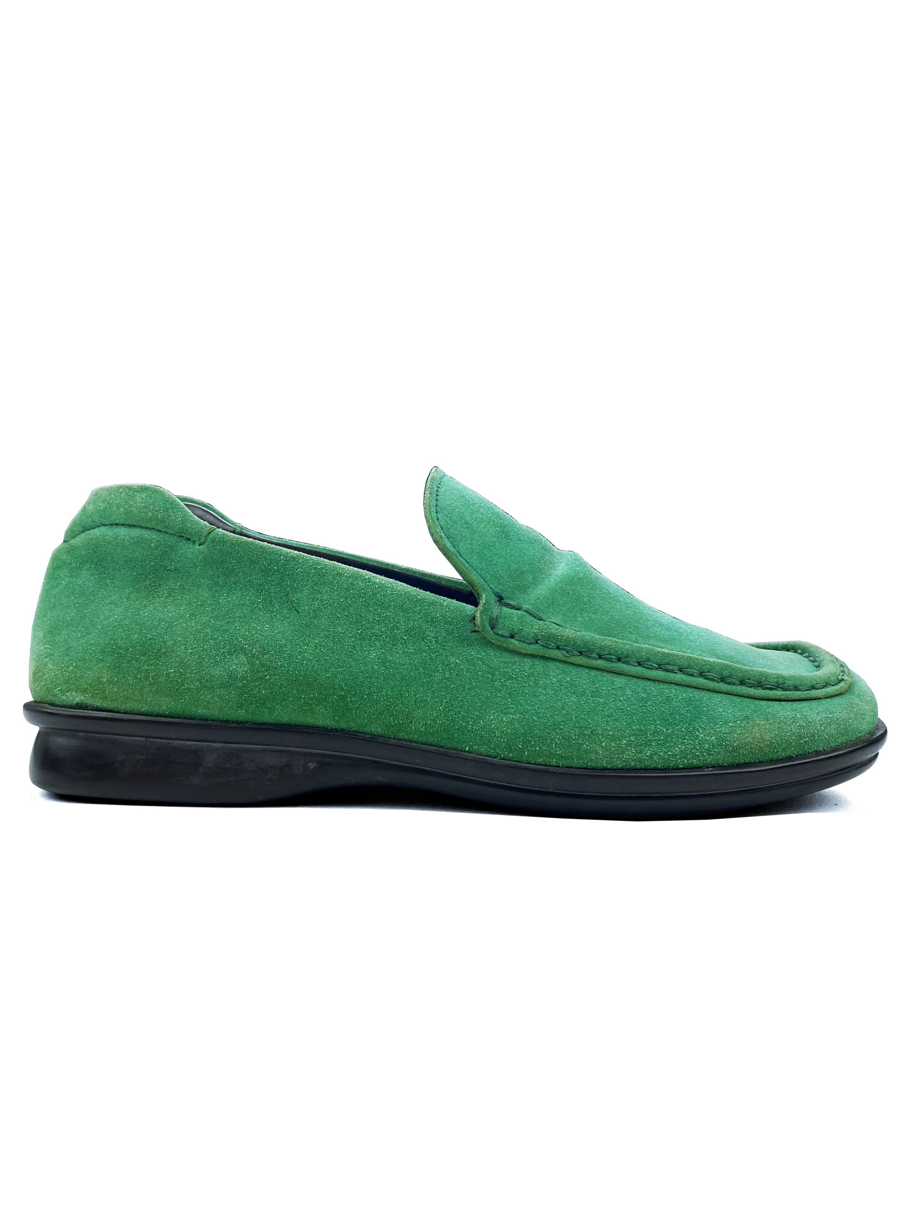 Prada Suede Mint Green Loafers