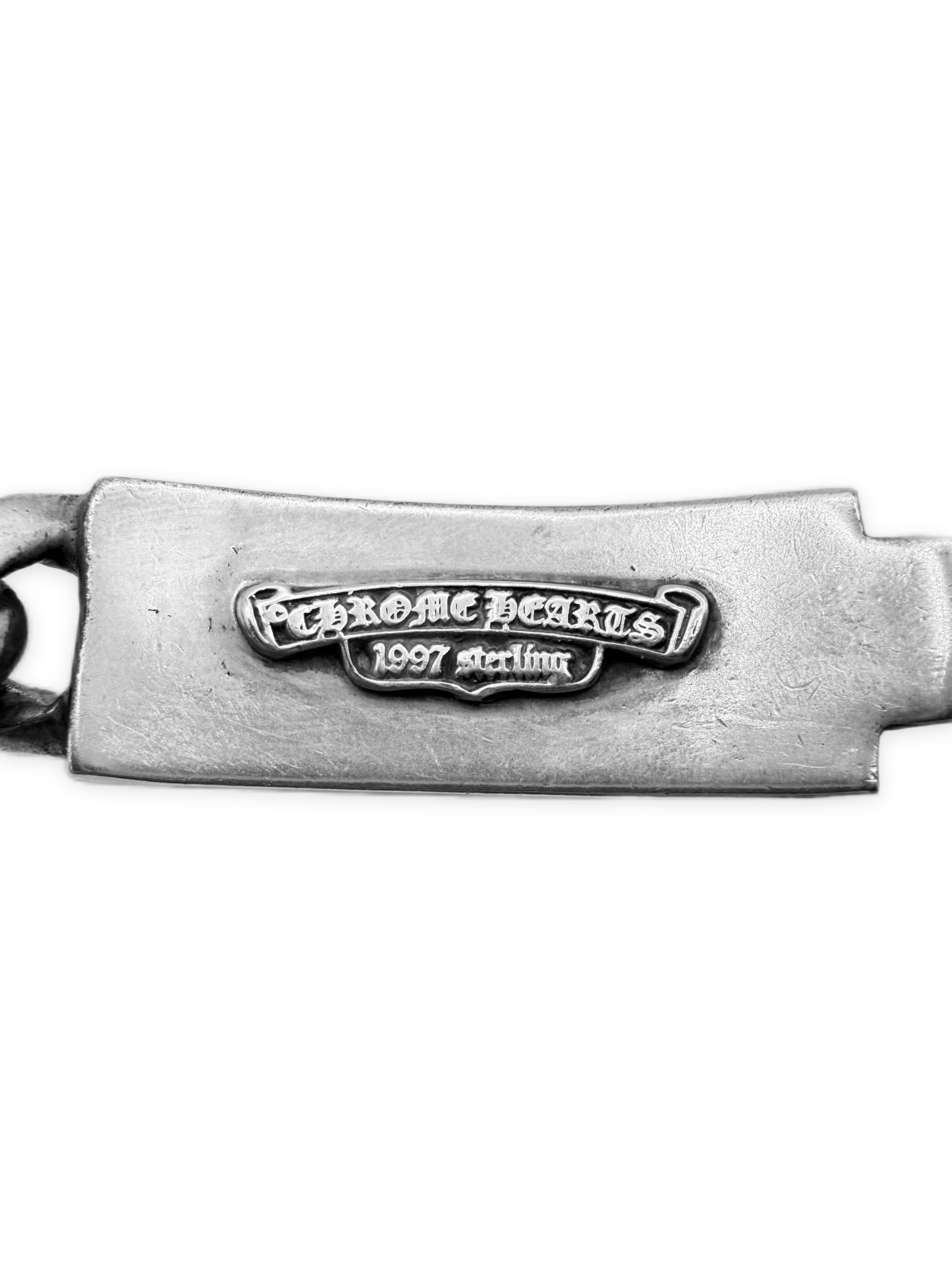 Chrome Hearts Diamond Factory Set ID Cuban Link .925 Silver Bracelet
