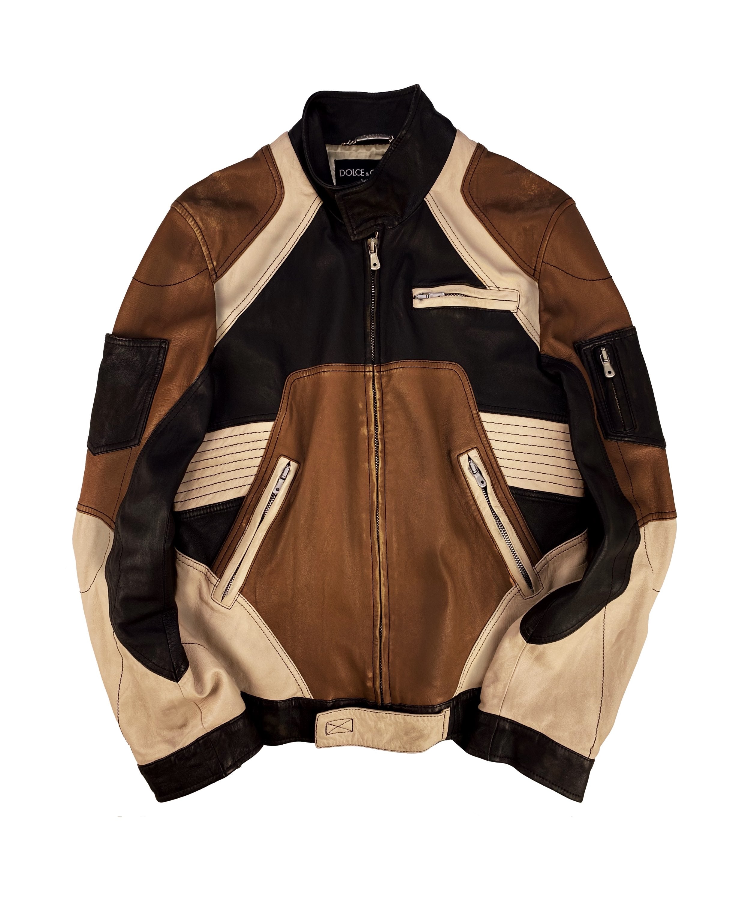 SS04 Dolce & Gabbana ‘Tonal’ Sheepskin Leather Racing Jacket