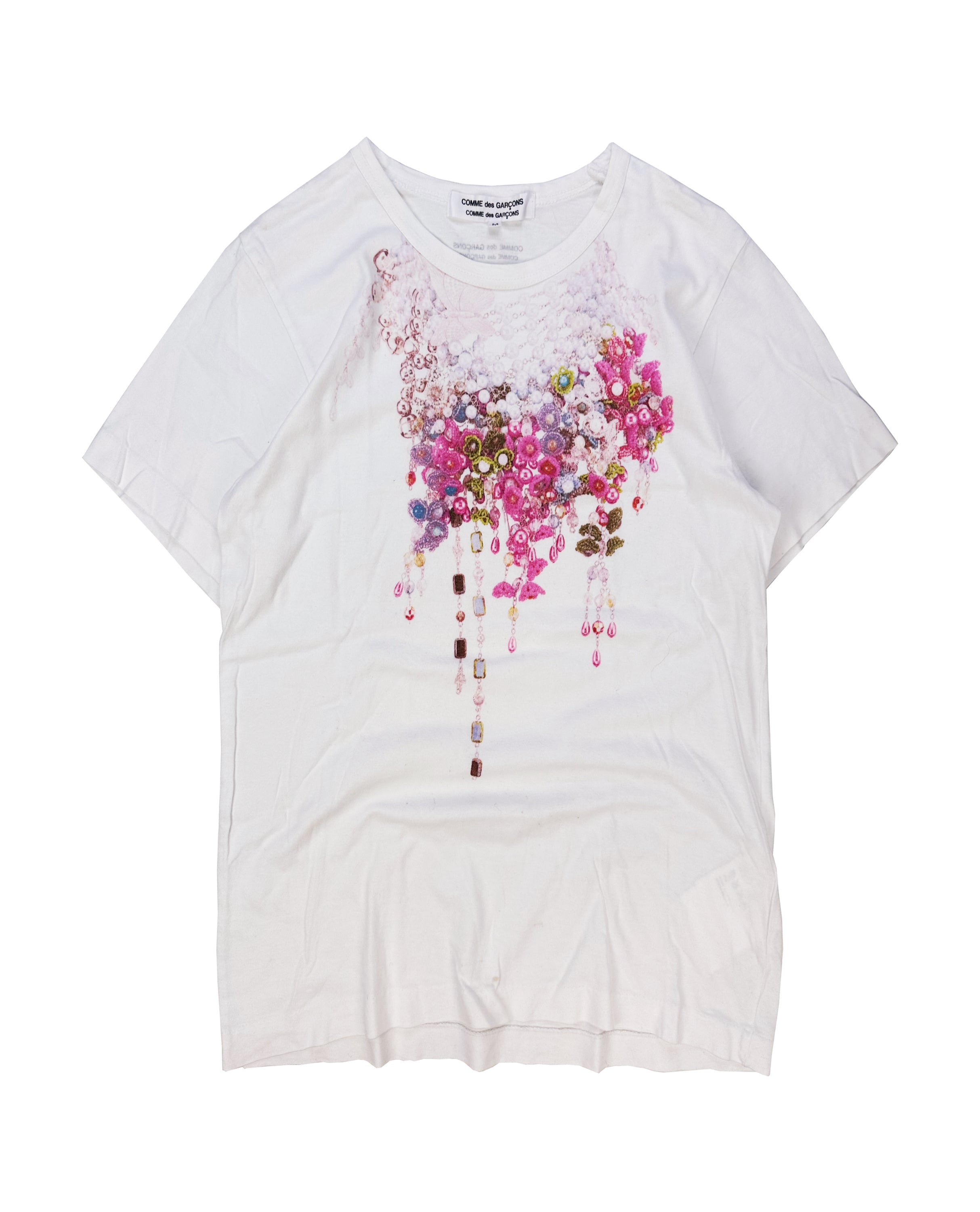 00s Comme des Garçons ‘Jewel’ White Graphic T-Shirt