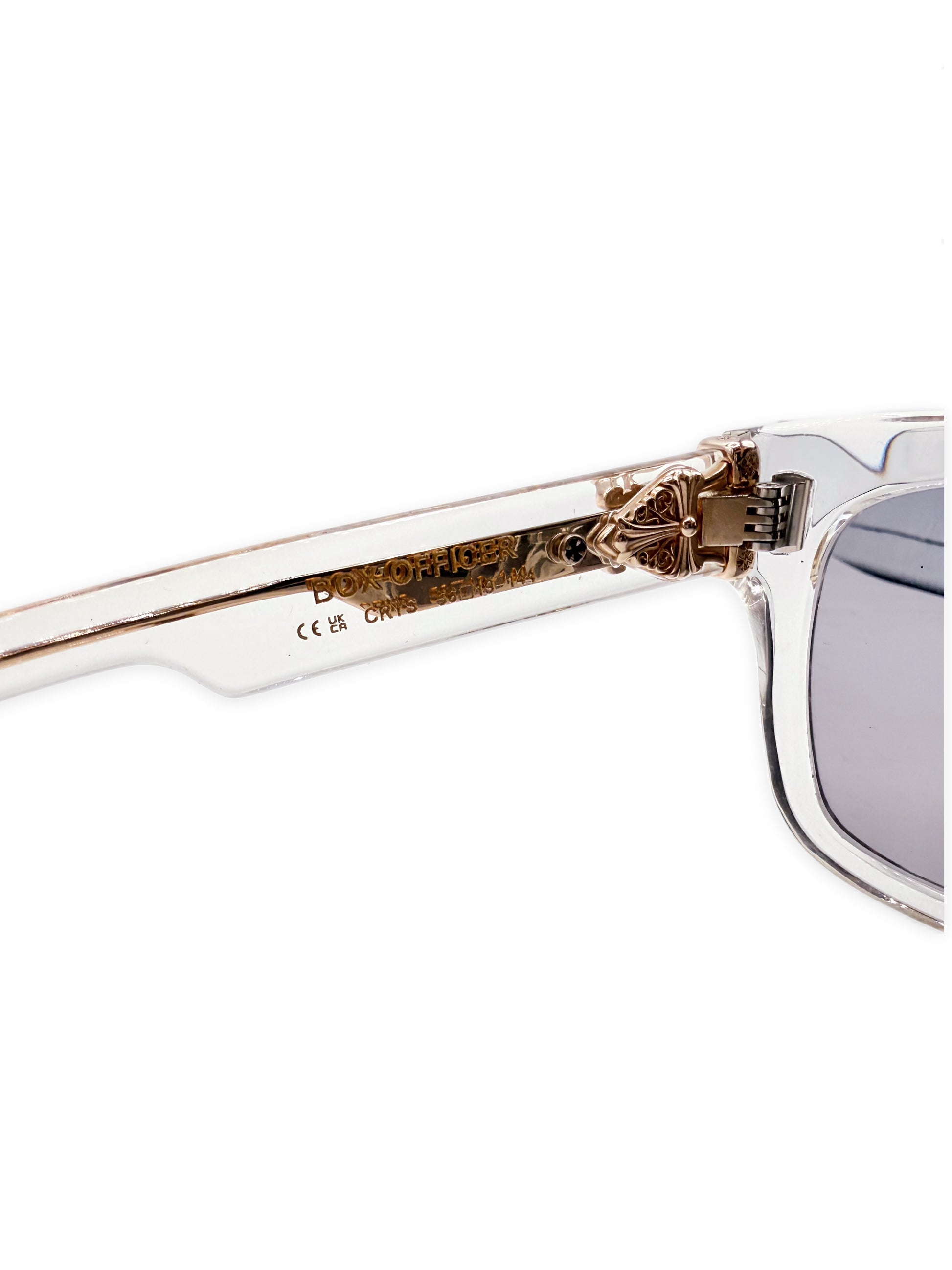 Chrome Hearts Box Officer 22k Gold Plated Clear Sunglasses