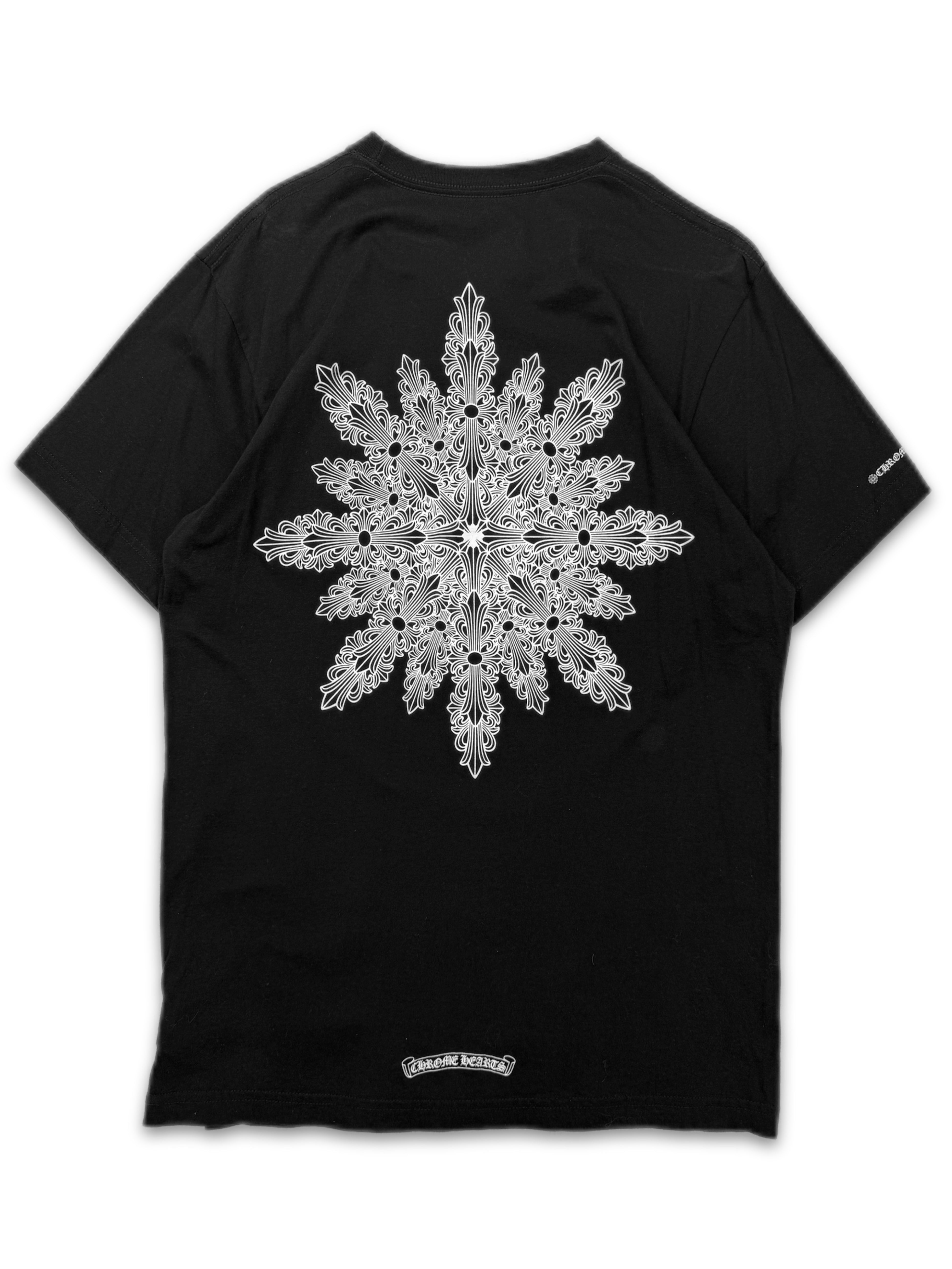 Chrome Hearts Cross Floral Snowflake Black Graphic T-Shirt