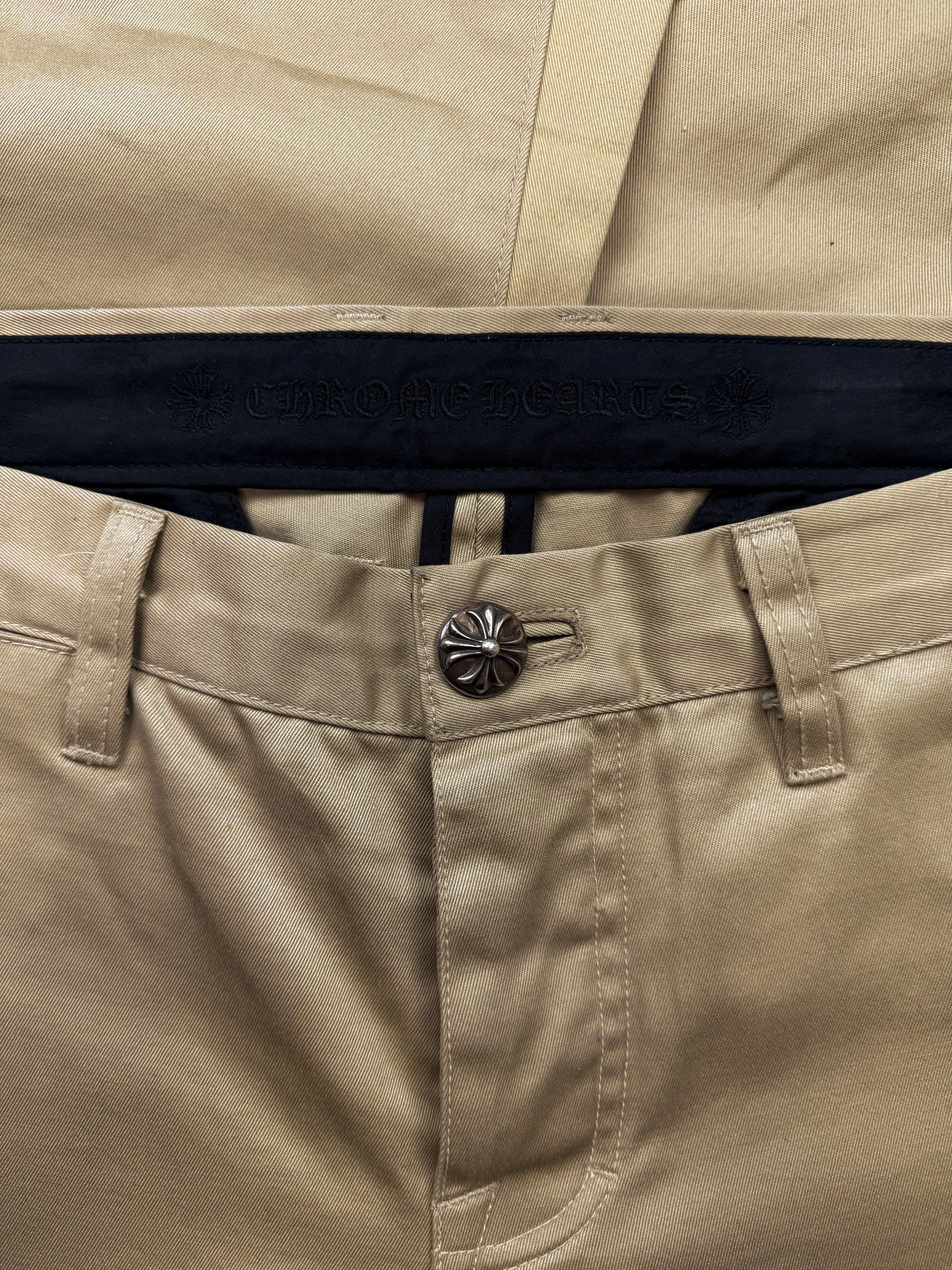 Chrome Hearts 19 Cross Patch Flared Patent Leather Chino Pants