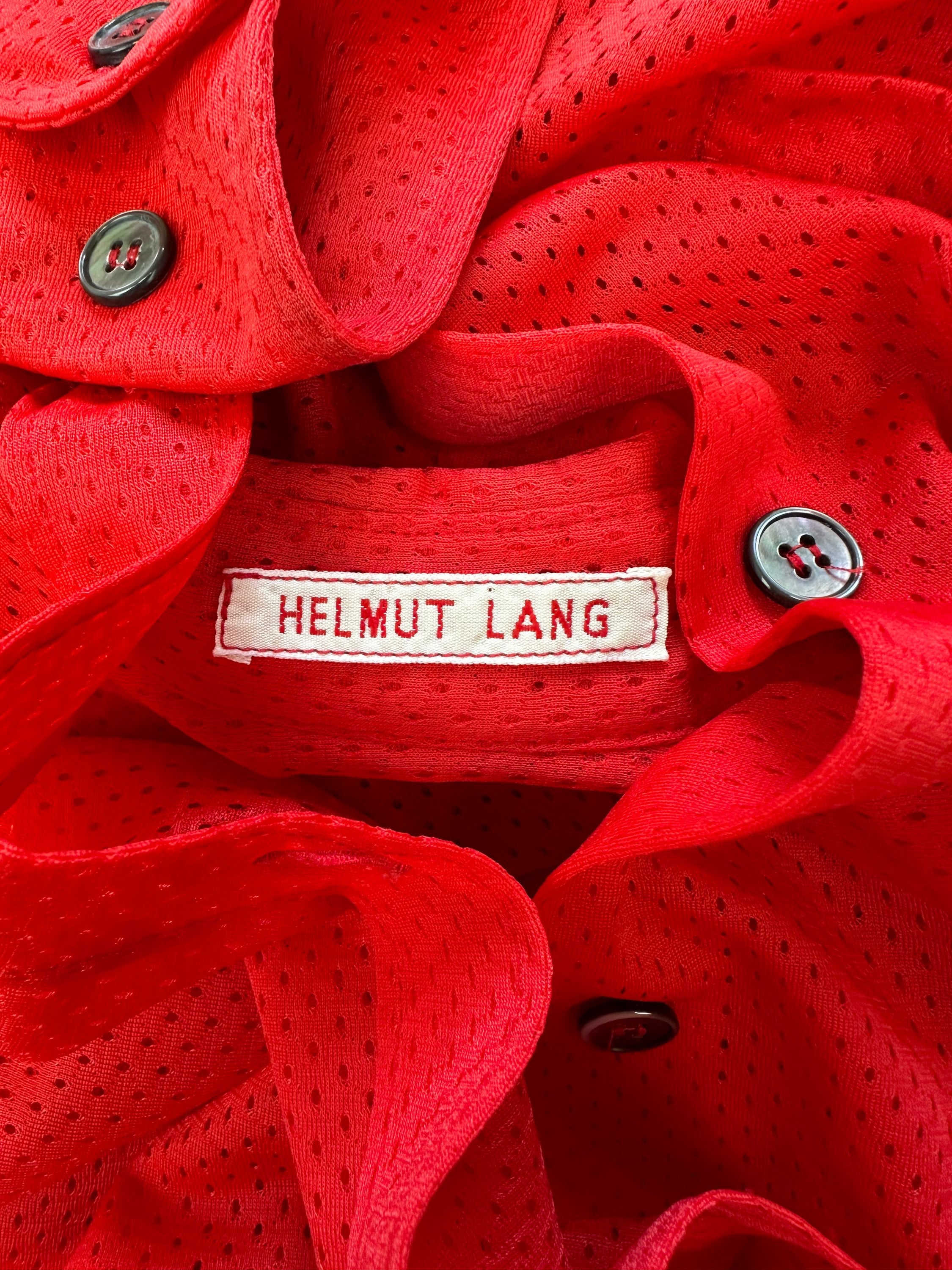 00s Helmut Lang Mesh Collared Button Up Long Sleeve