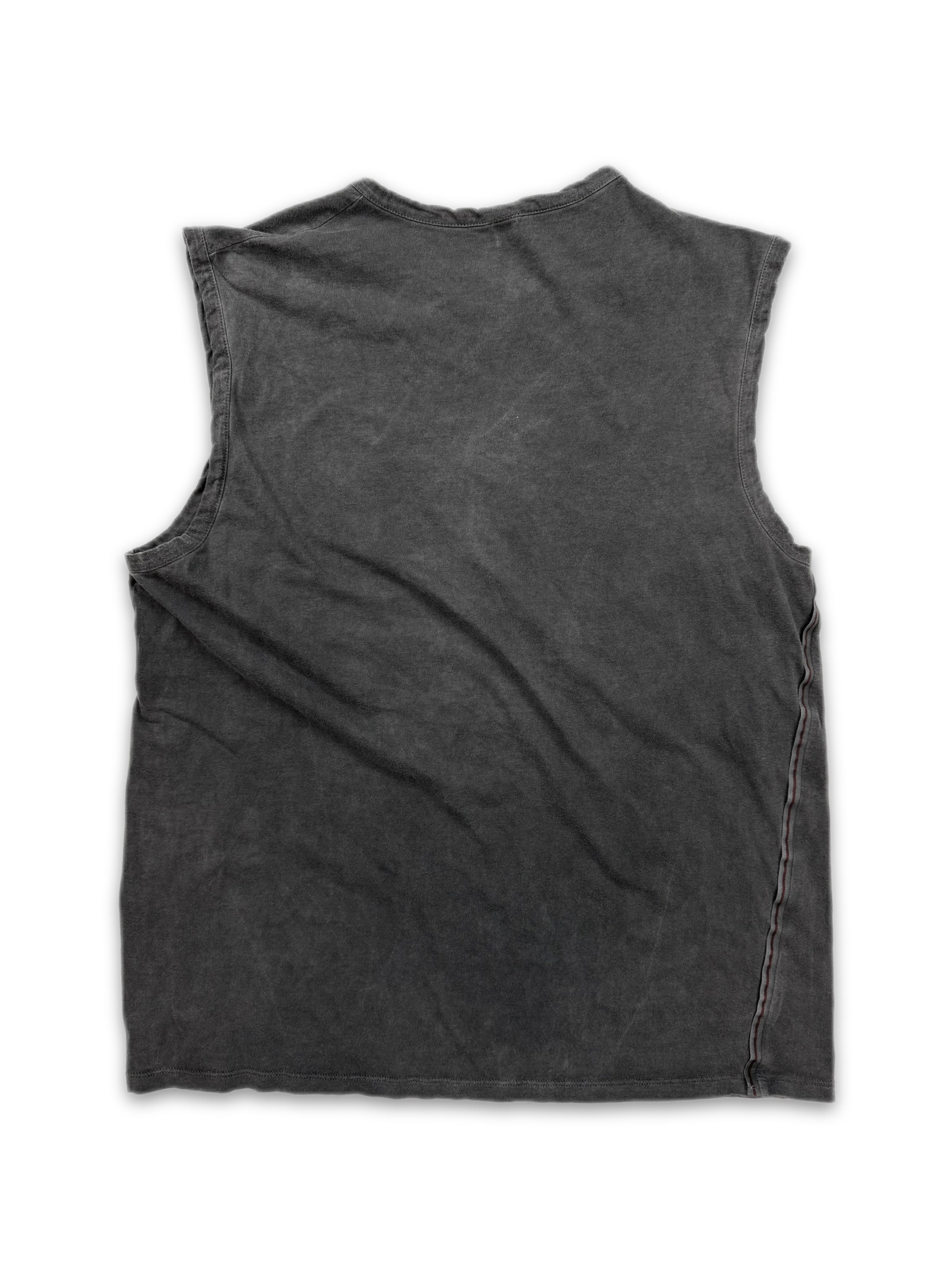 90s Miu Miu Red Stripe Slate Grey Sleeveless Tank-top