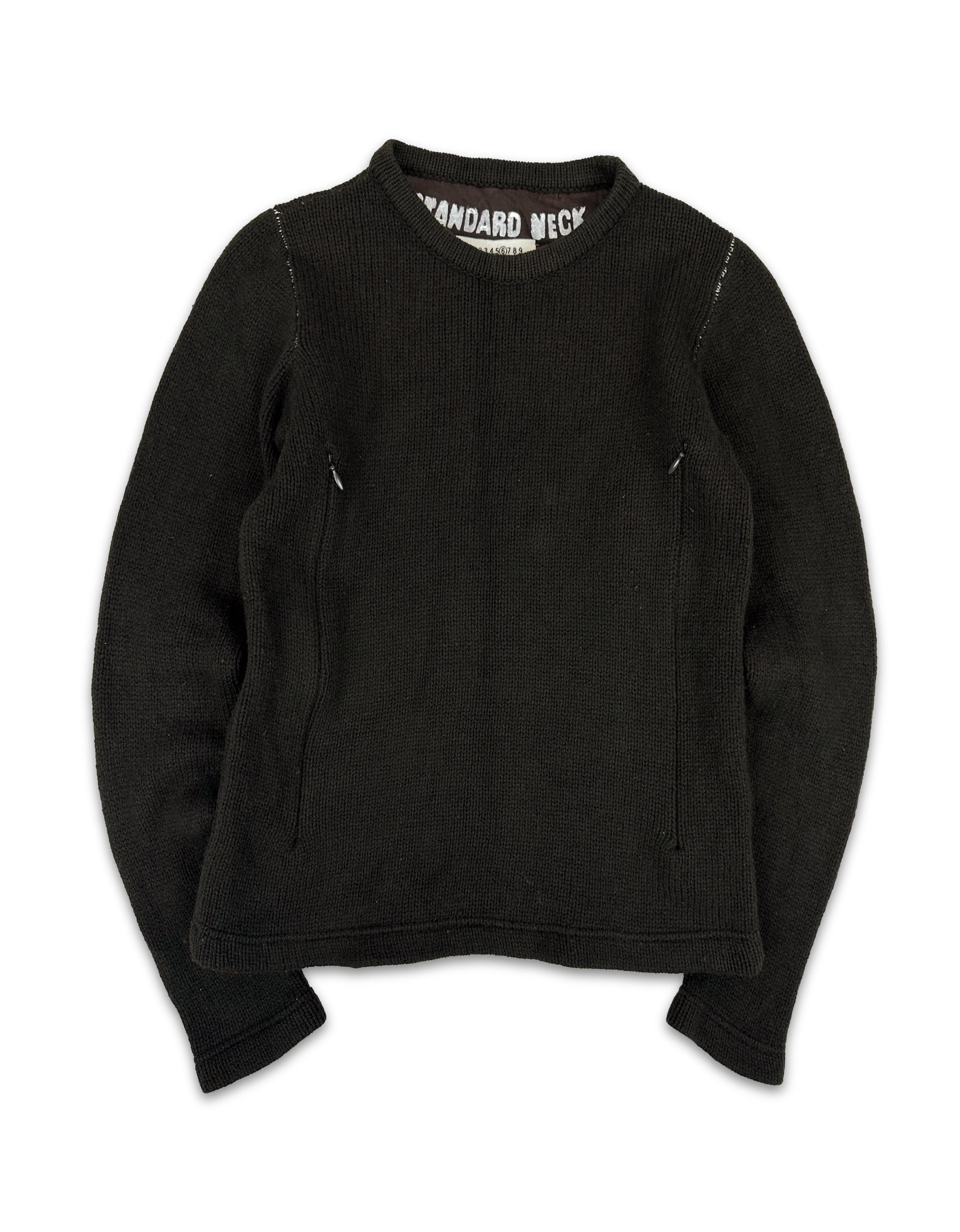 90s Maison Margiela ‘Standard Neck’ Painted Torso Zip Knit Sweater