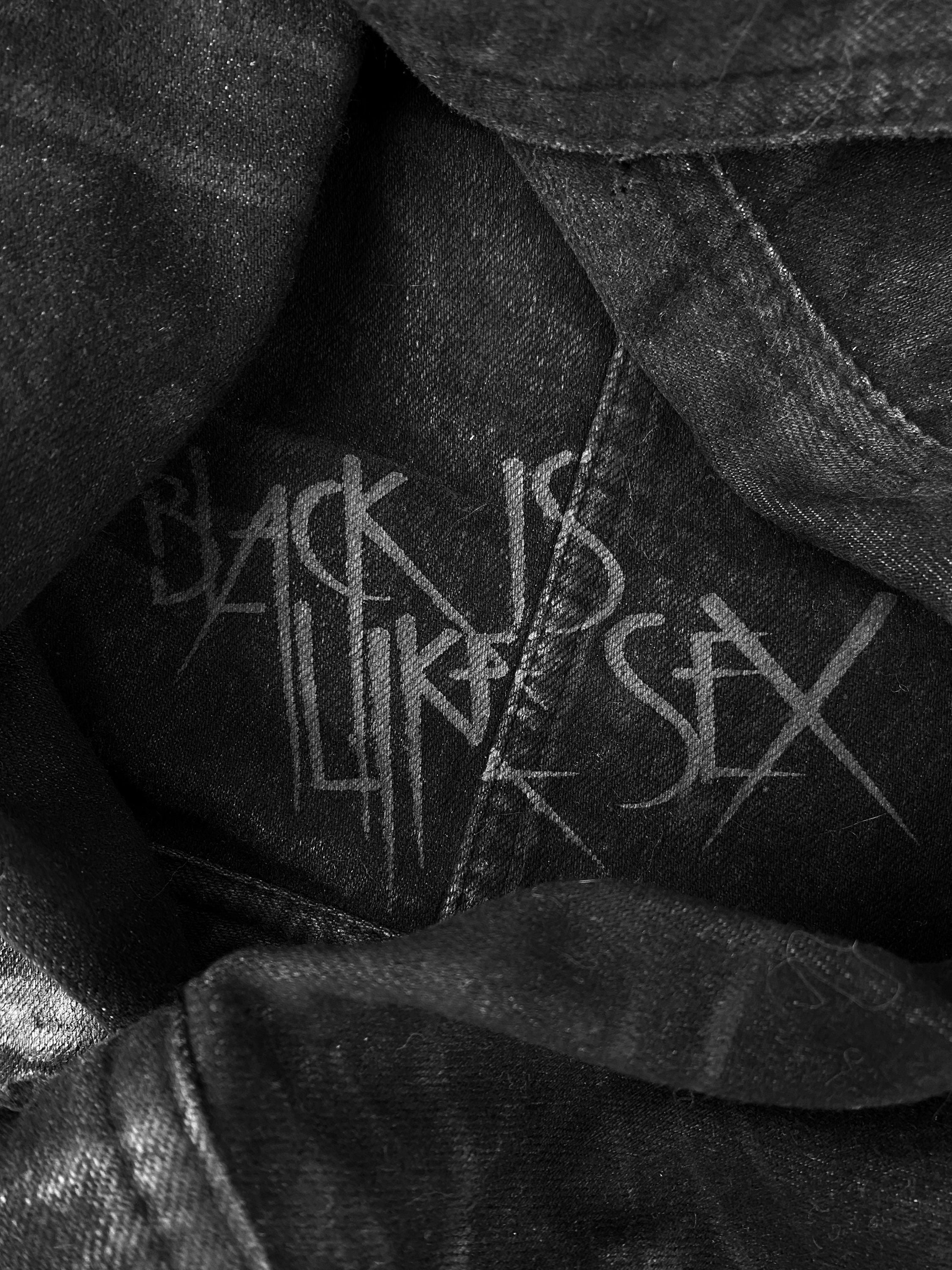 00s 14th Addiction Black Waxed Denim Distressed PVC Jacket
