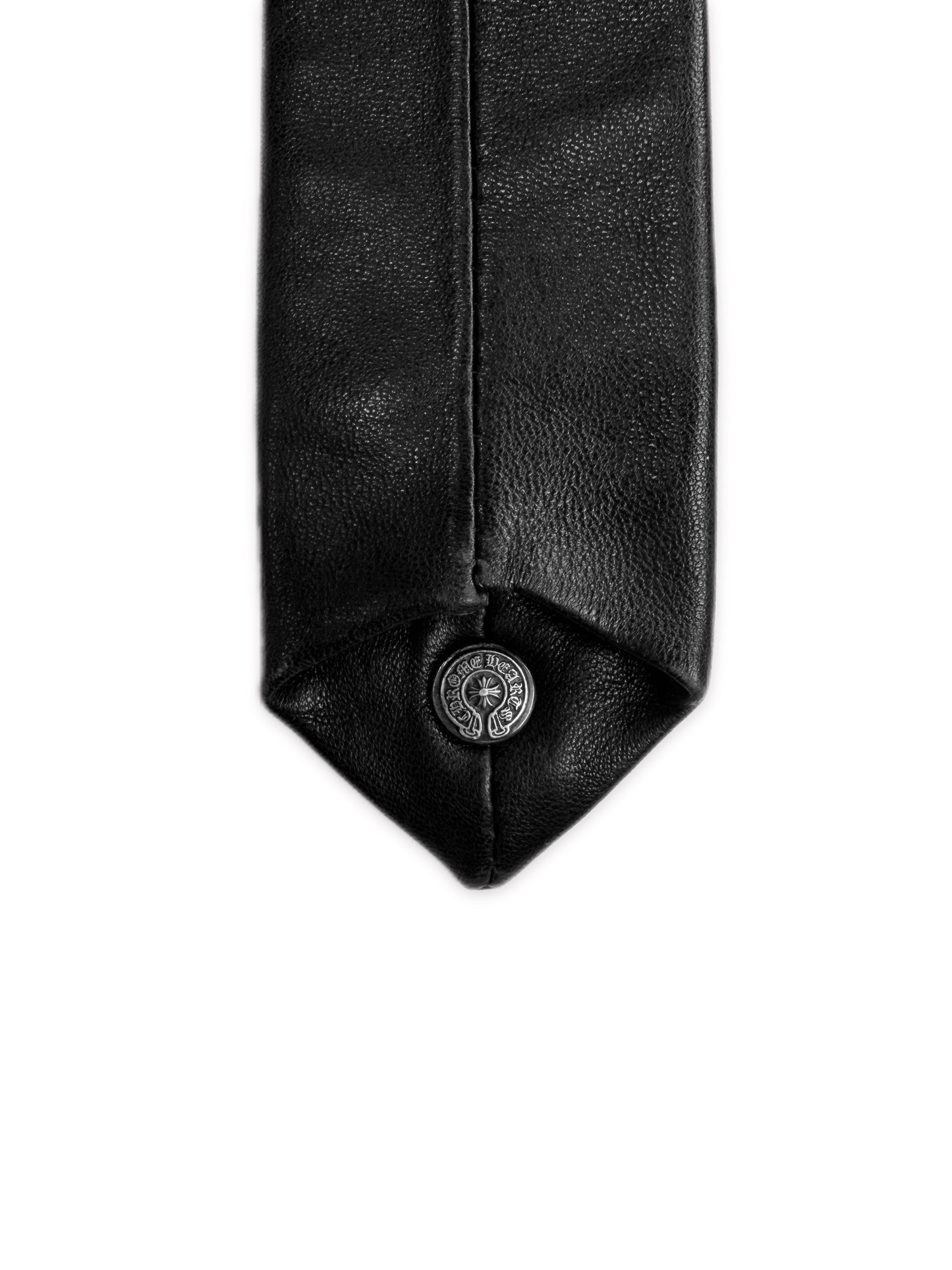Chrome Hearts Fleur de Lis Pendant Black Leather Suit Neck Tie