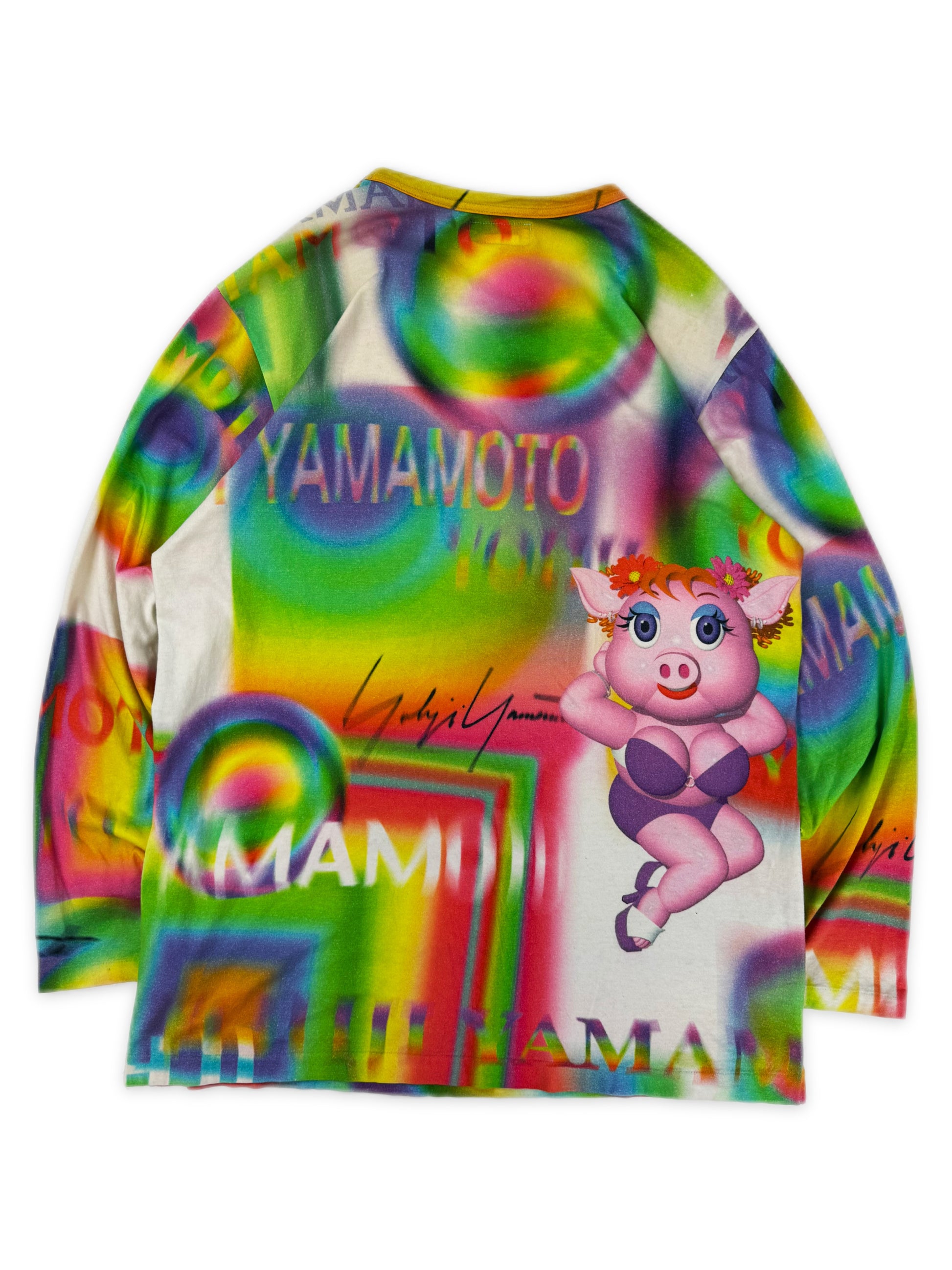 SS02 Yohji Yamamoto Homme LSD ‘Saeko Pig’ Rainbow Graphic Long Sleeve Shirt