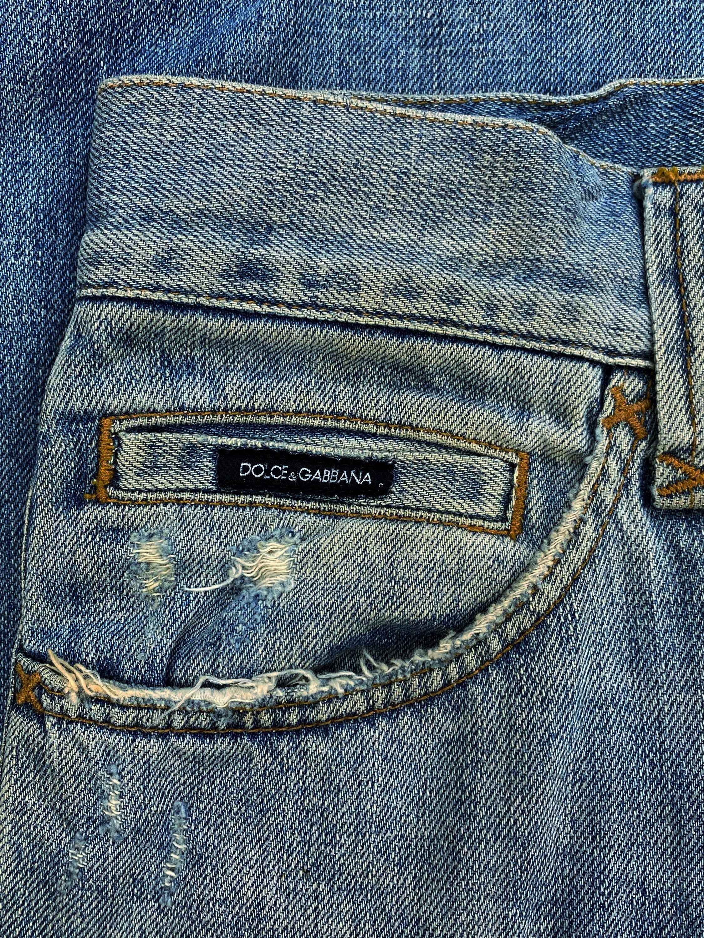 Dolce & Gabbana Light Wash Distressed Boot Cut Denim Jeans