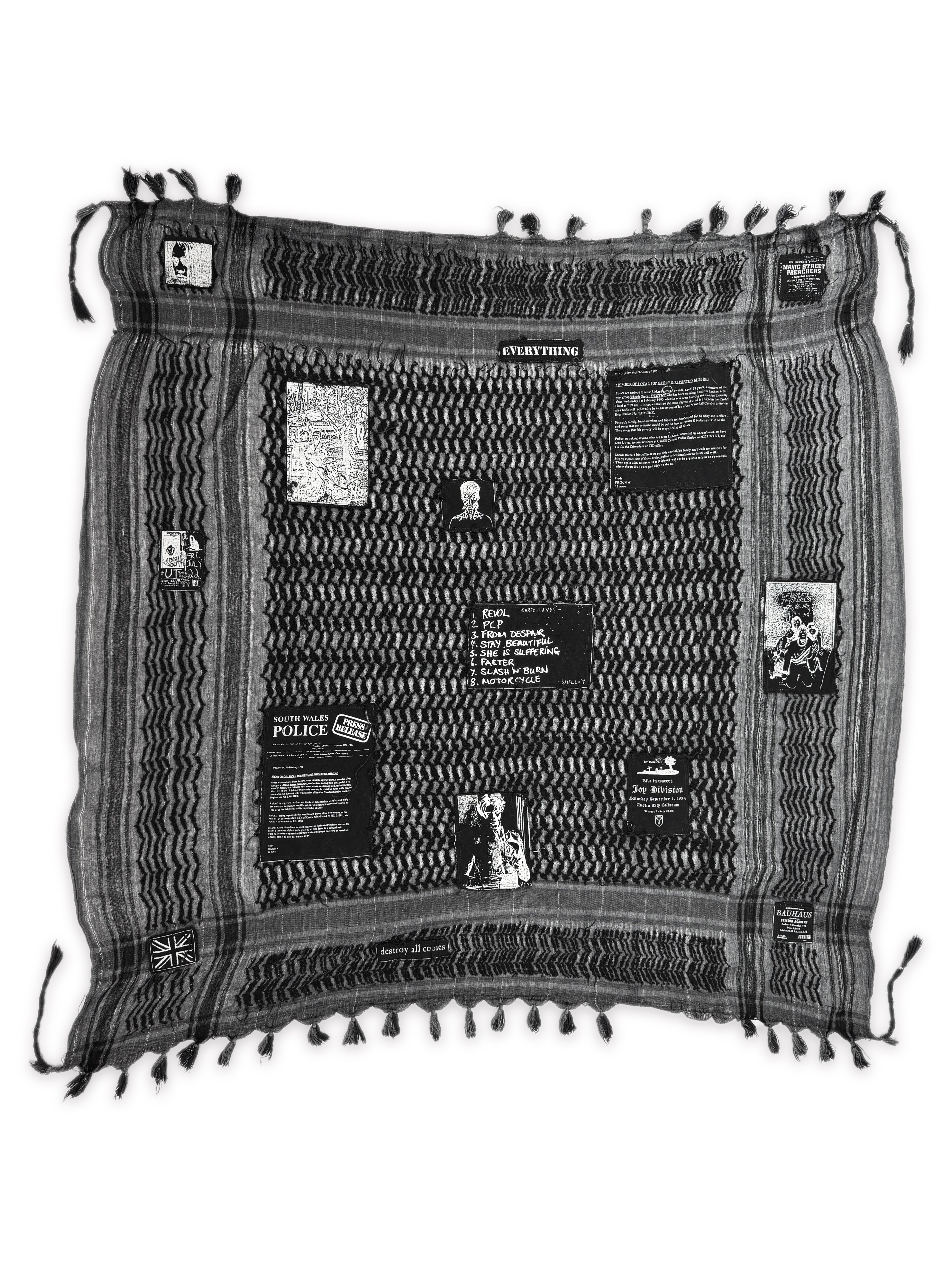 AW01 RAF SIMONS RIOT RIOT RIOT PATCHED BLACK KEFFIYEH SCARF ...