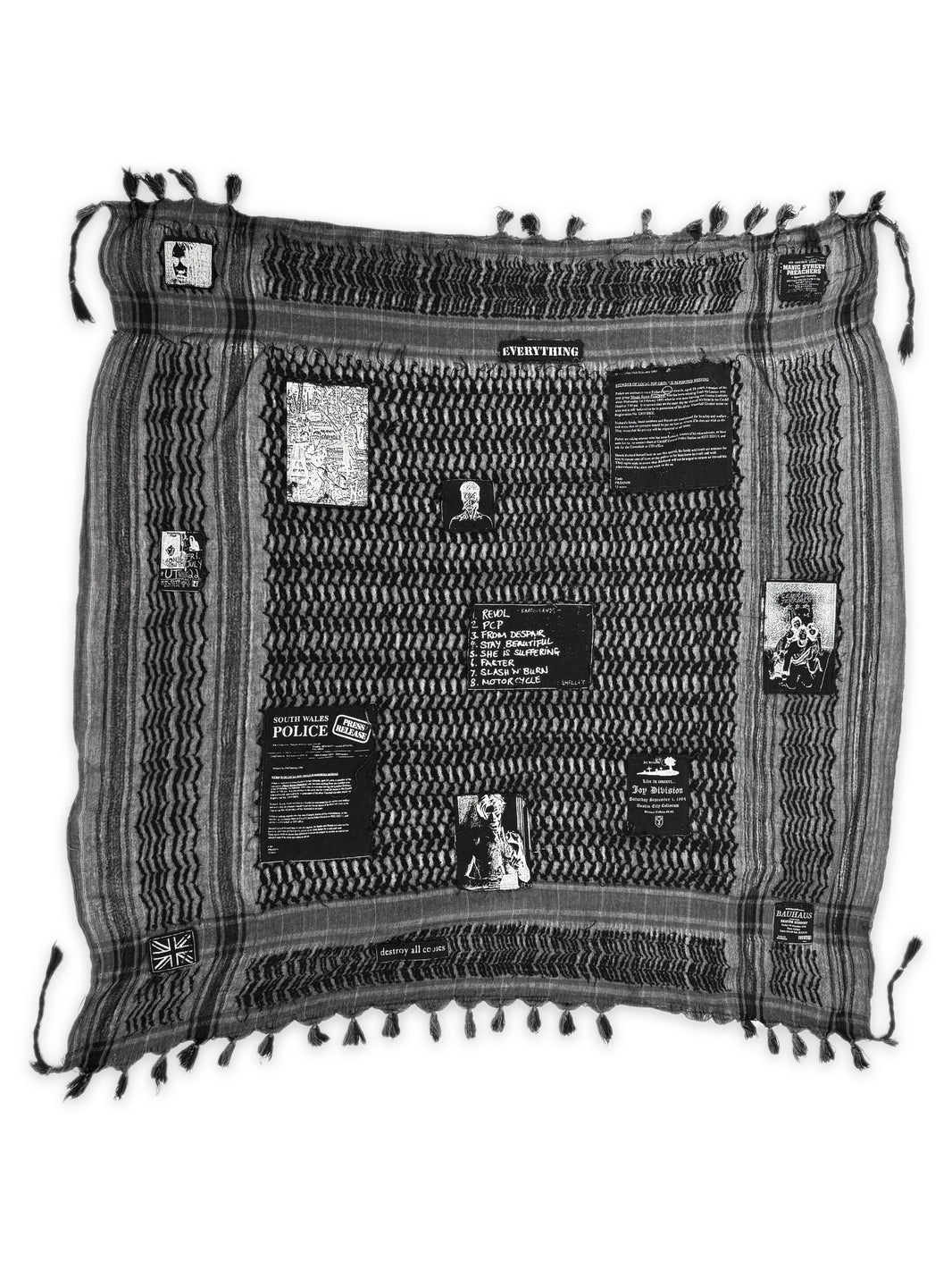 AW01 Raf Simons Riot Riot Riot Patched Black Keffiyeh Scarf
