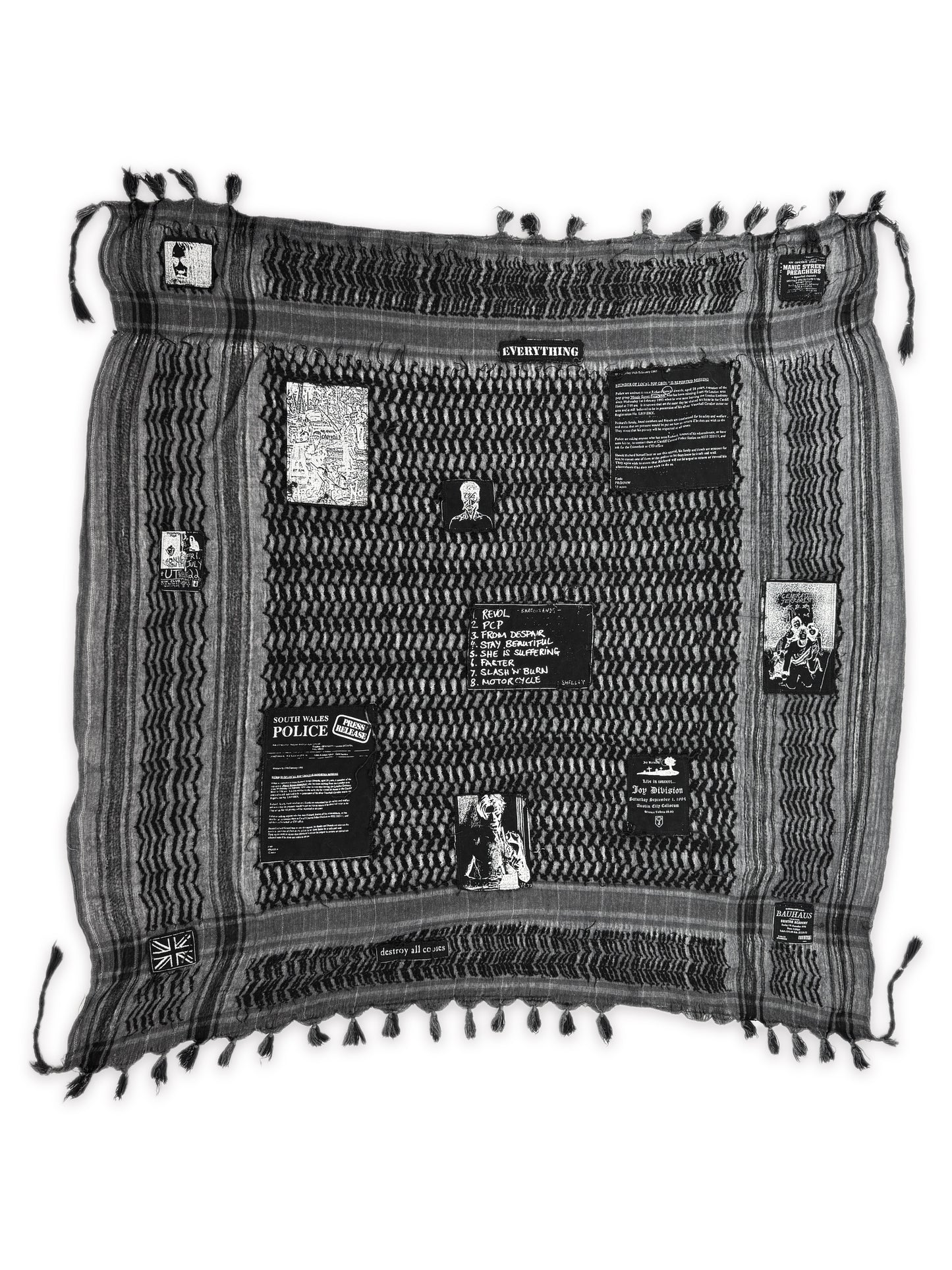 AW01 Raf Simons Riot Riot Riot Patched Black Keffiyeh Scarf