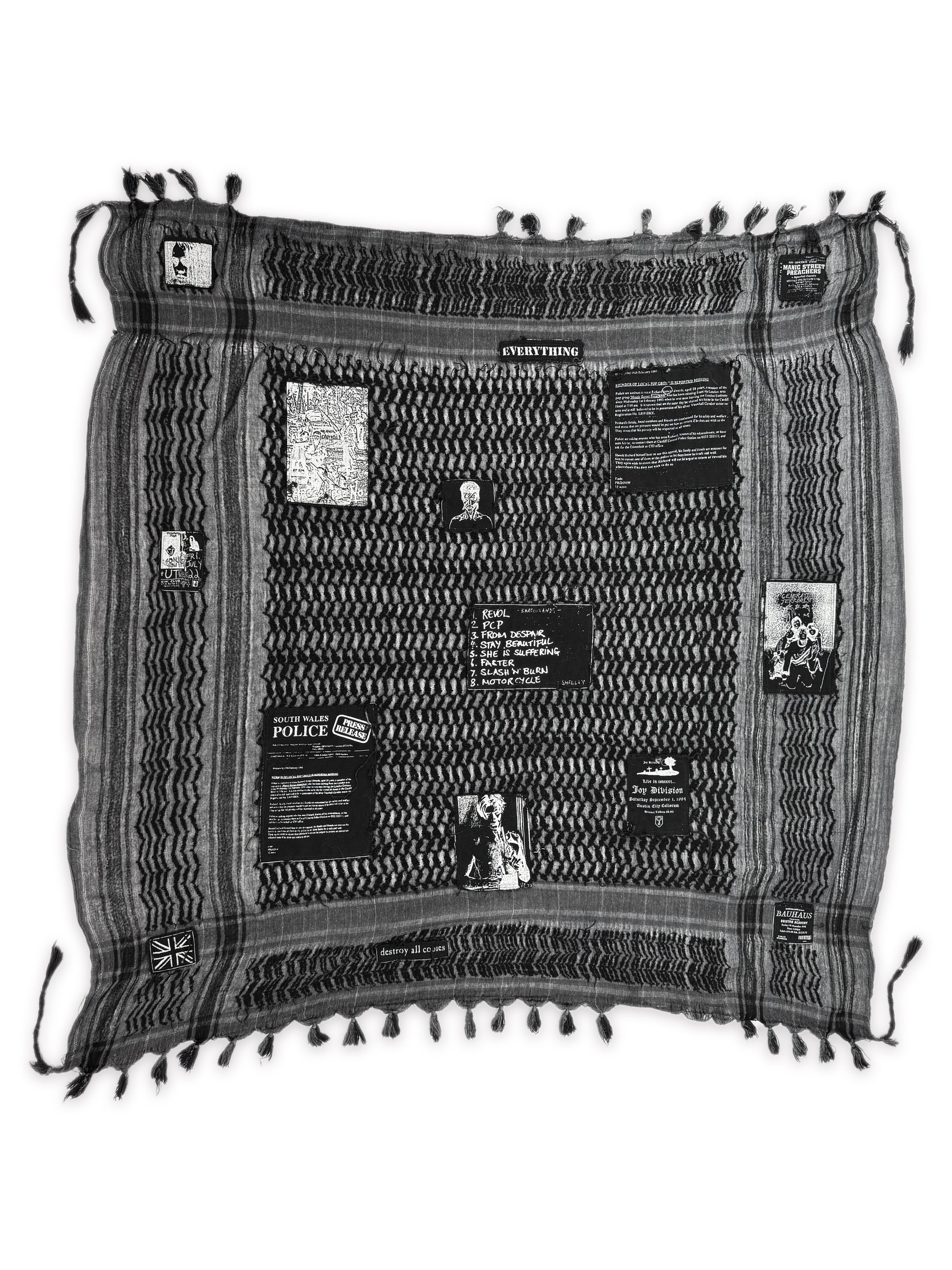AW01 Raf Simons Riot Riot Riot Patched Black Keffiyeh Scarf
