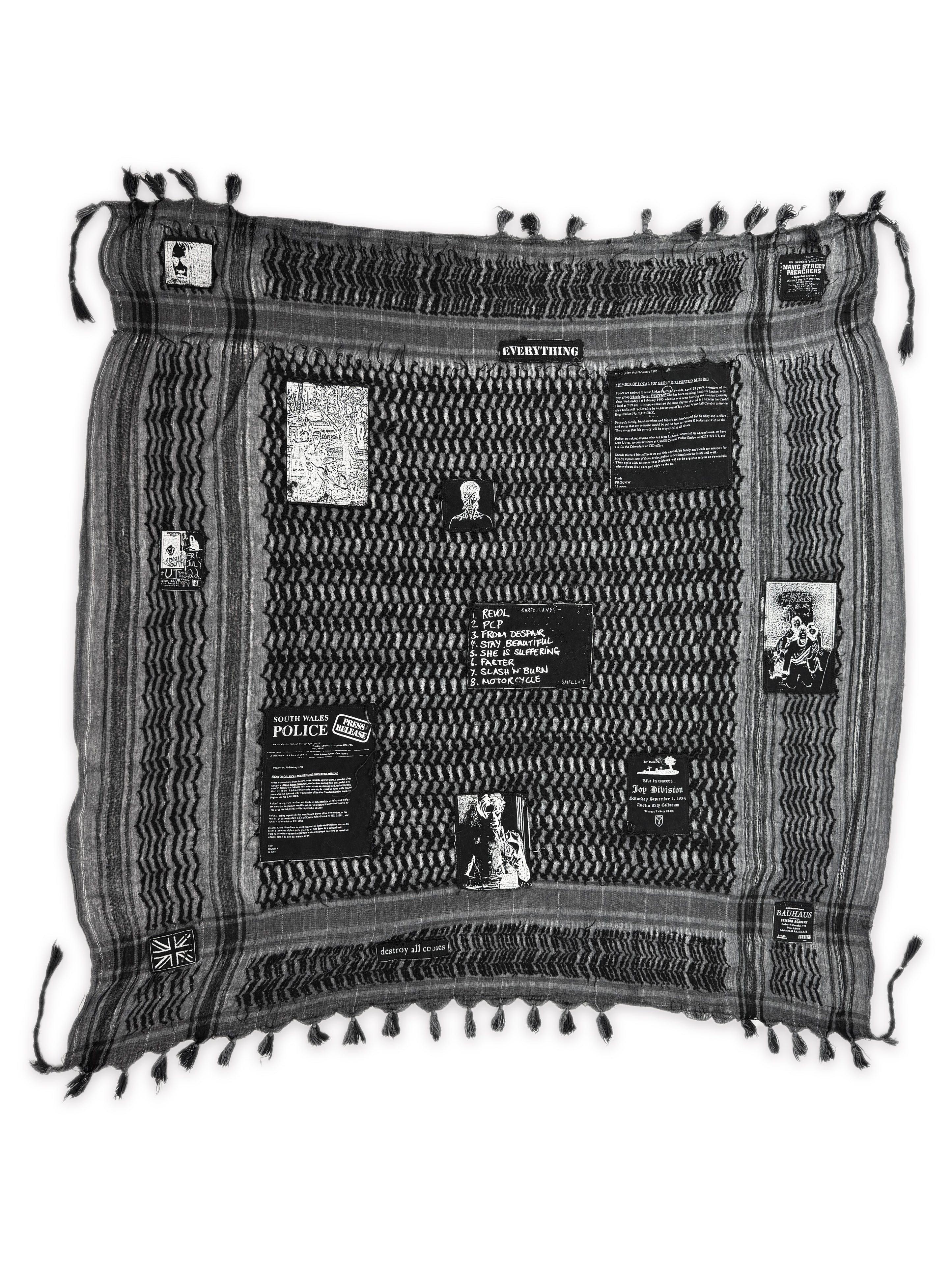 AW01 Raf Simons Riot Riot Riot Patched Black Keffiyeh Scarf