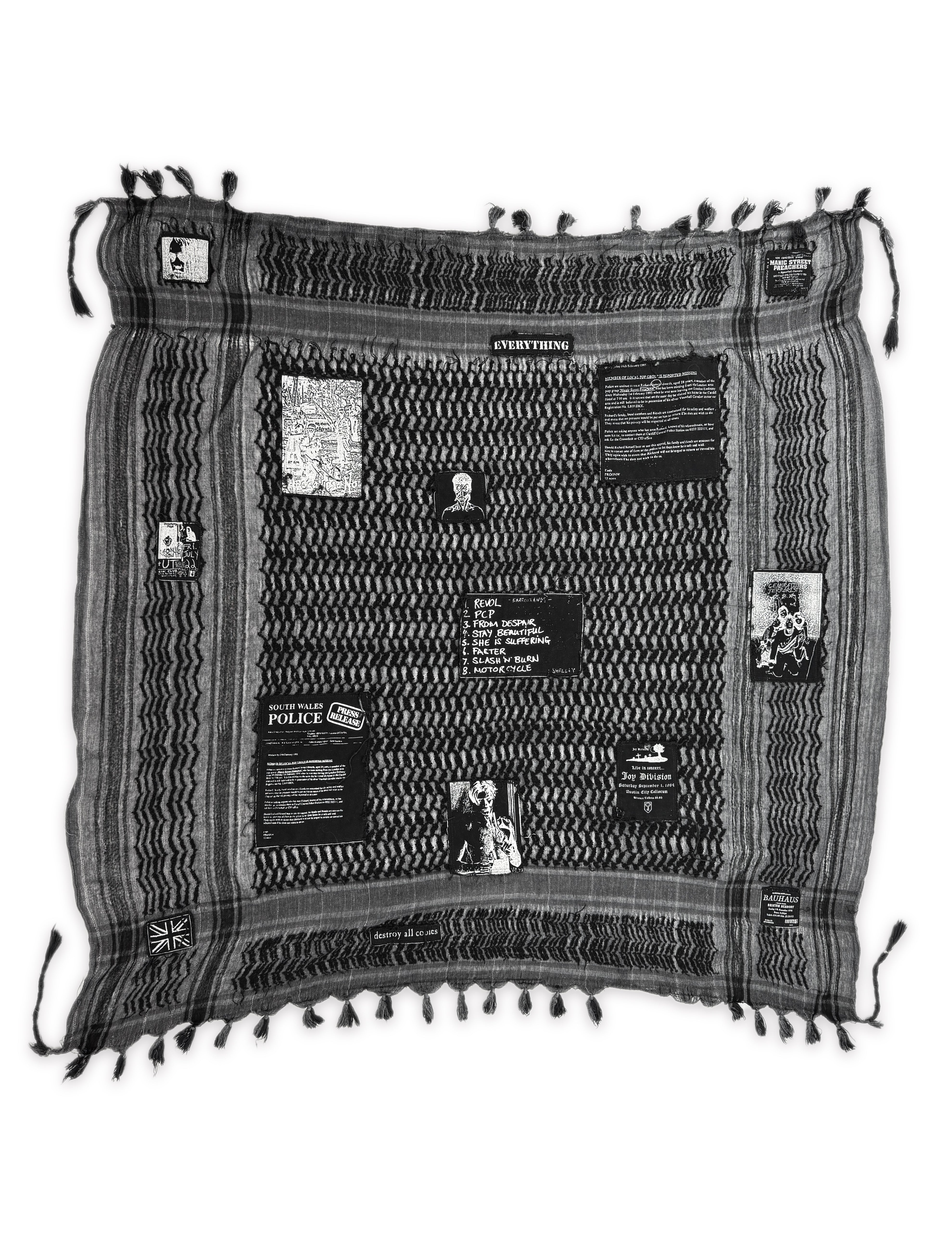 AW01 Raf Simons Riot Riot Riot Patched Black Keffiyeh Scarf