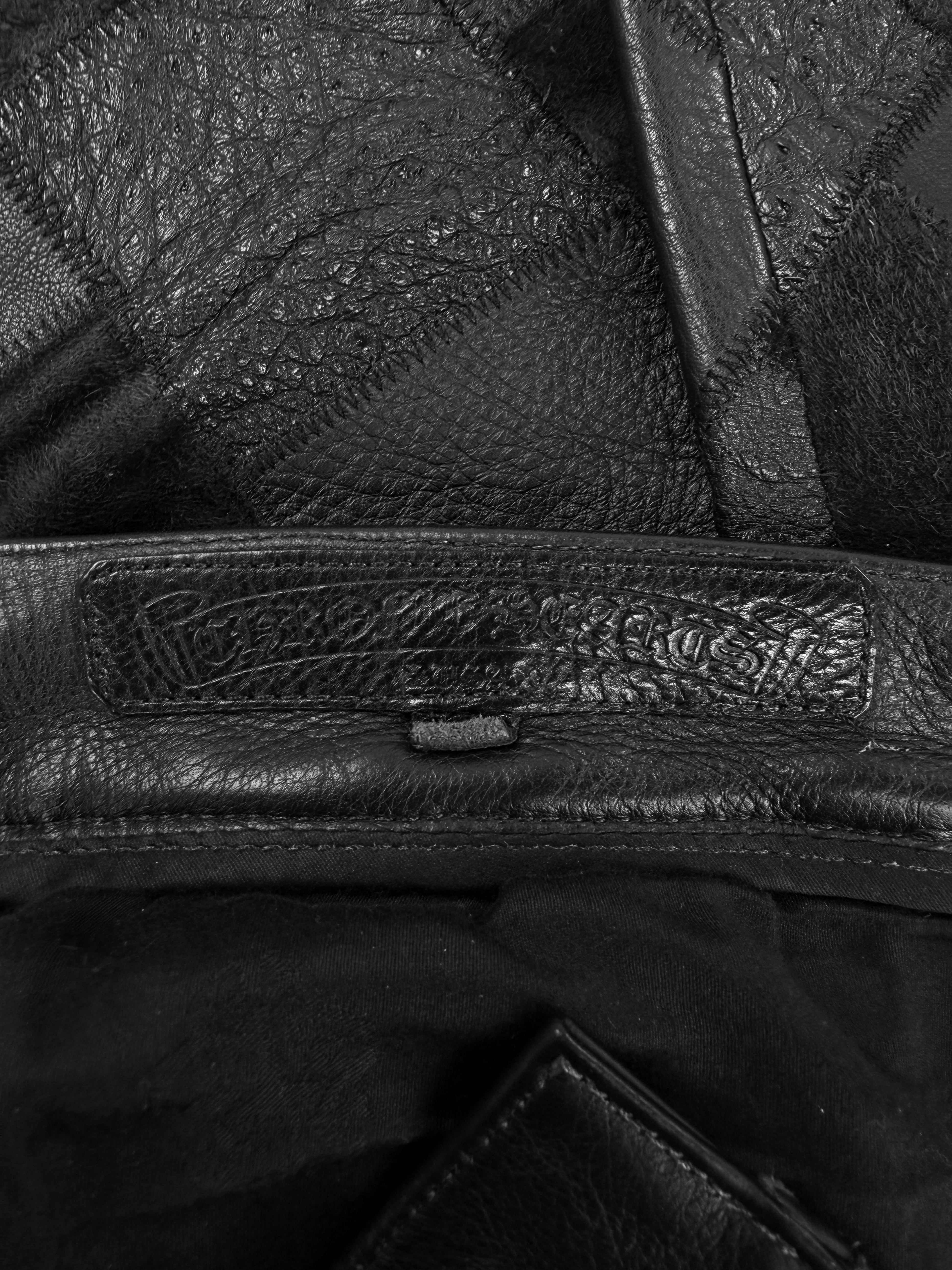 Chrome Hearts 1/1 Ostrich Leather Cross Patch .925 Silver Checkered Pants