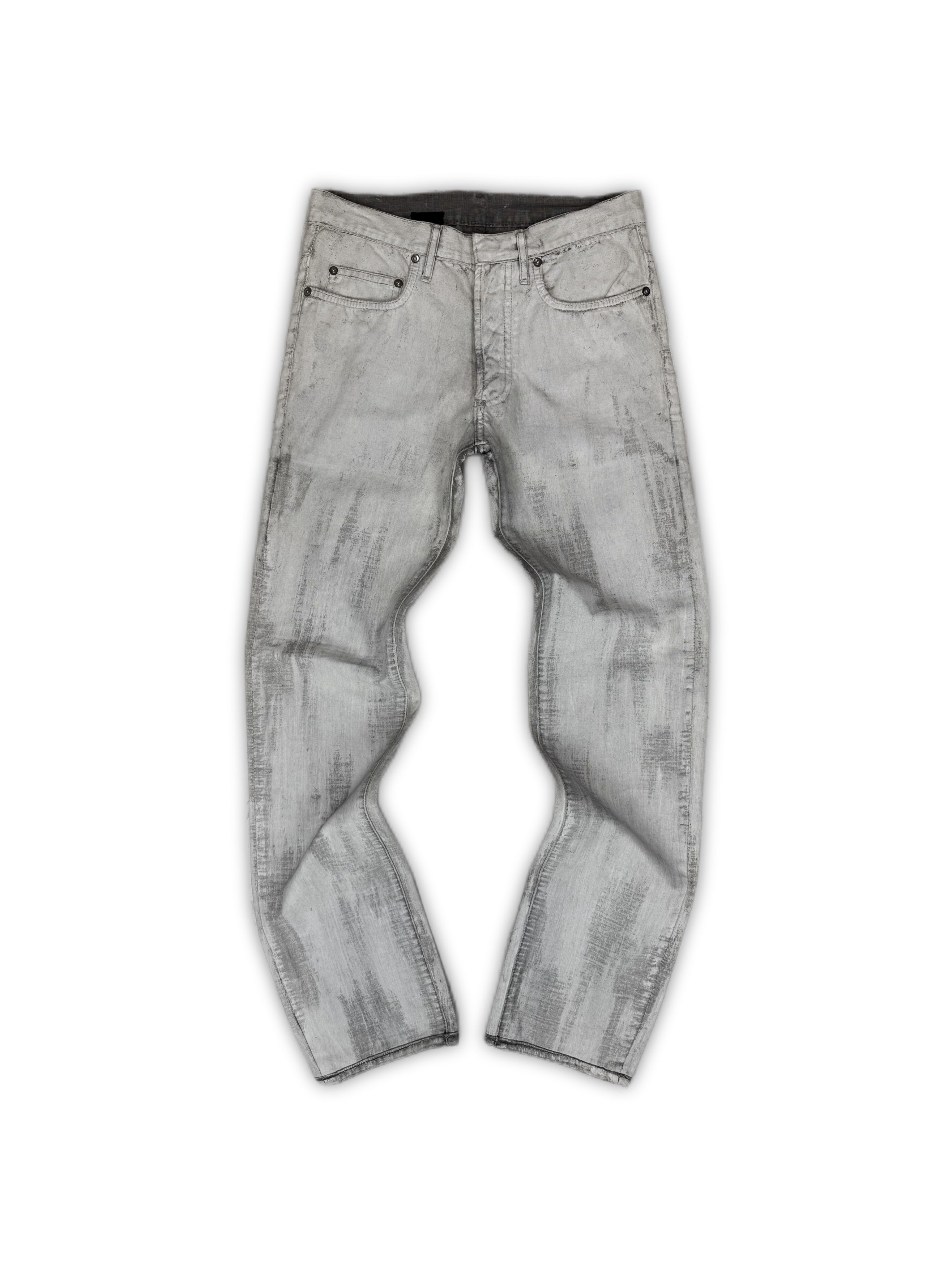 SS06 Dior Homme by Hedi Slimane Painted White Slim Cut Denim