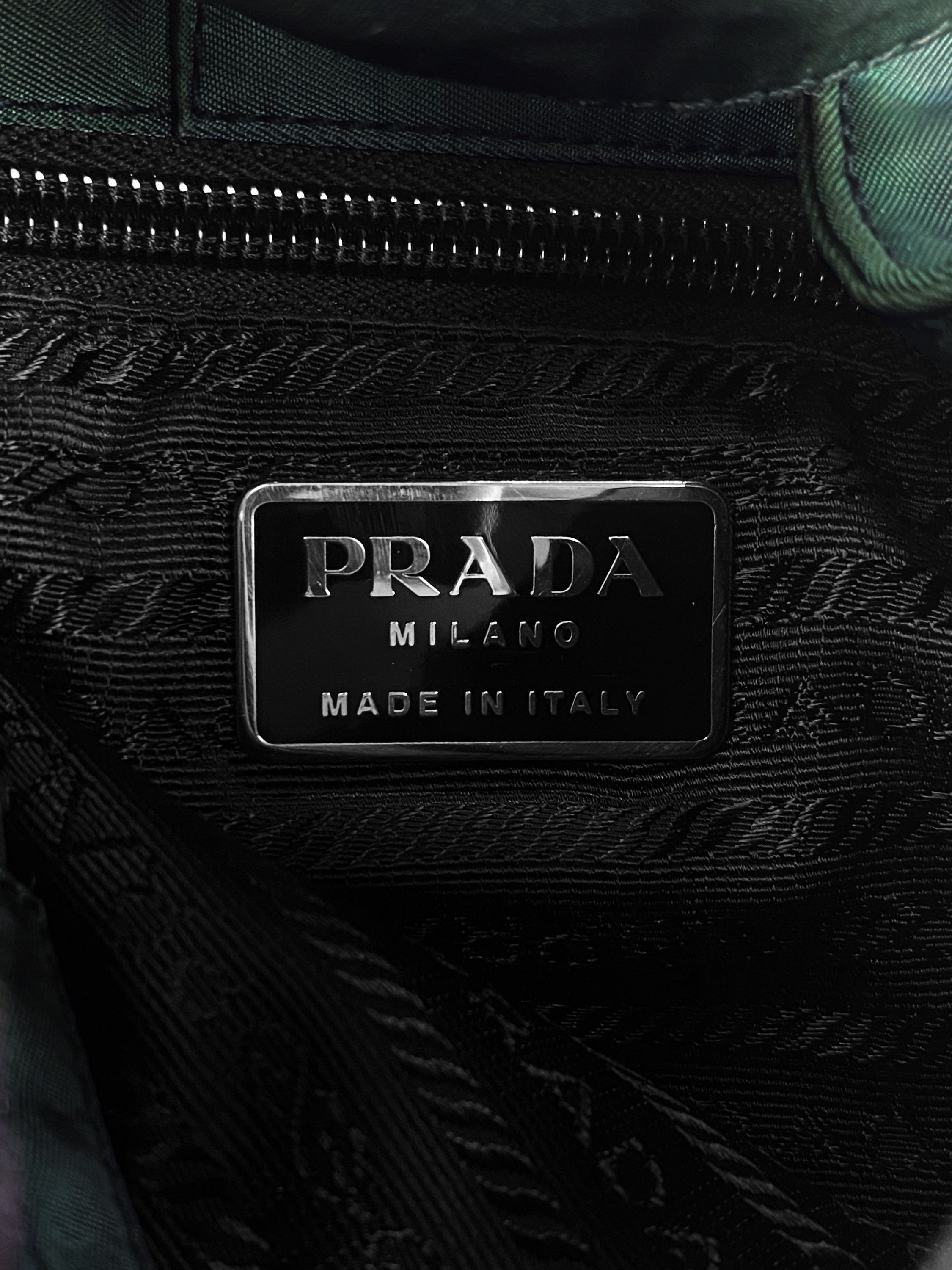 Prada Nylon Forest Green Triangle Logo Shoulder Bag
