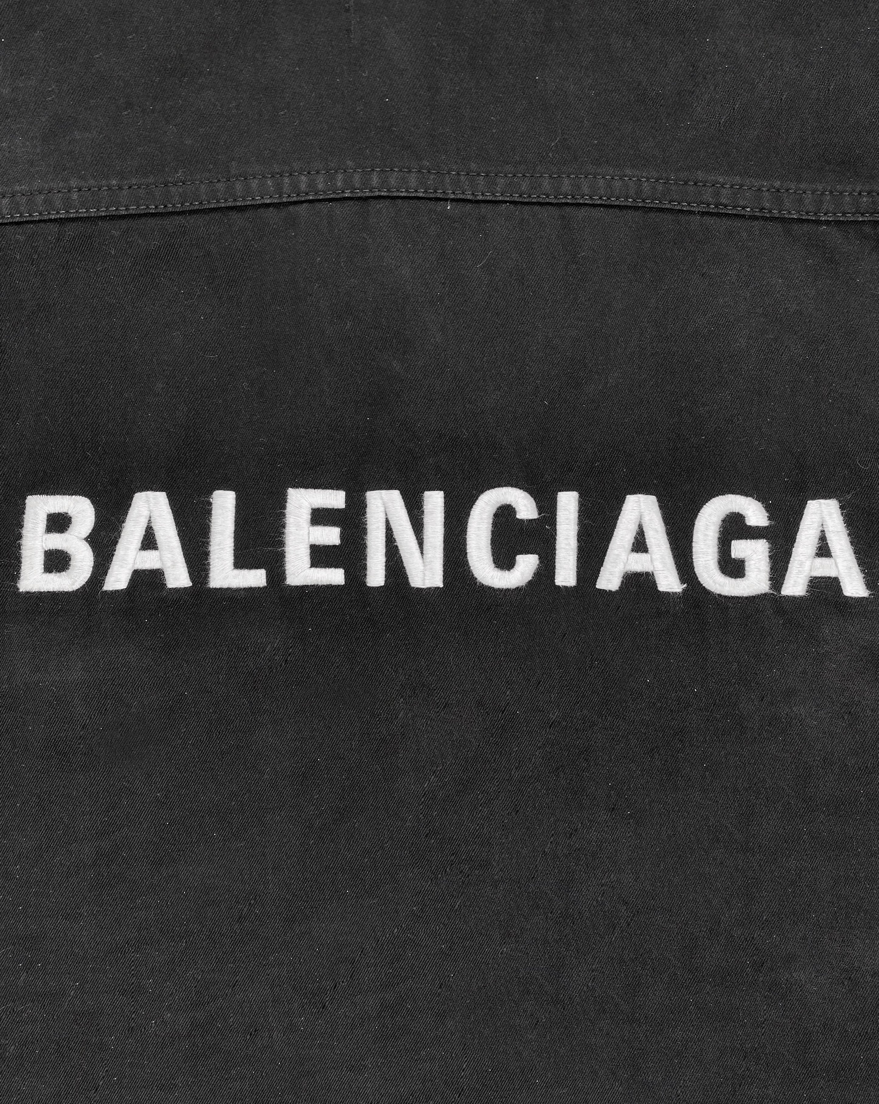 FW17 Balenciaga Cargo Pocket Embroidered Button Up Shirt