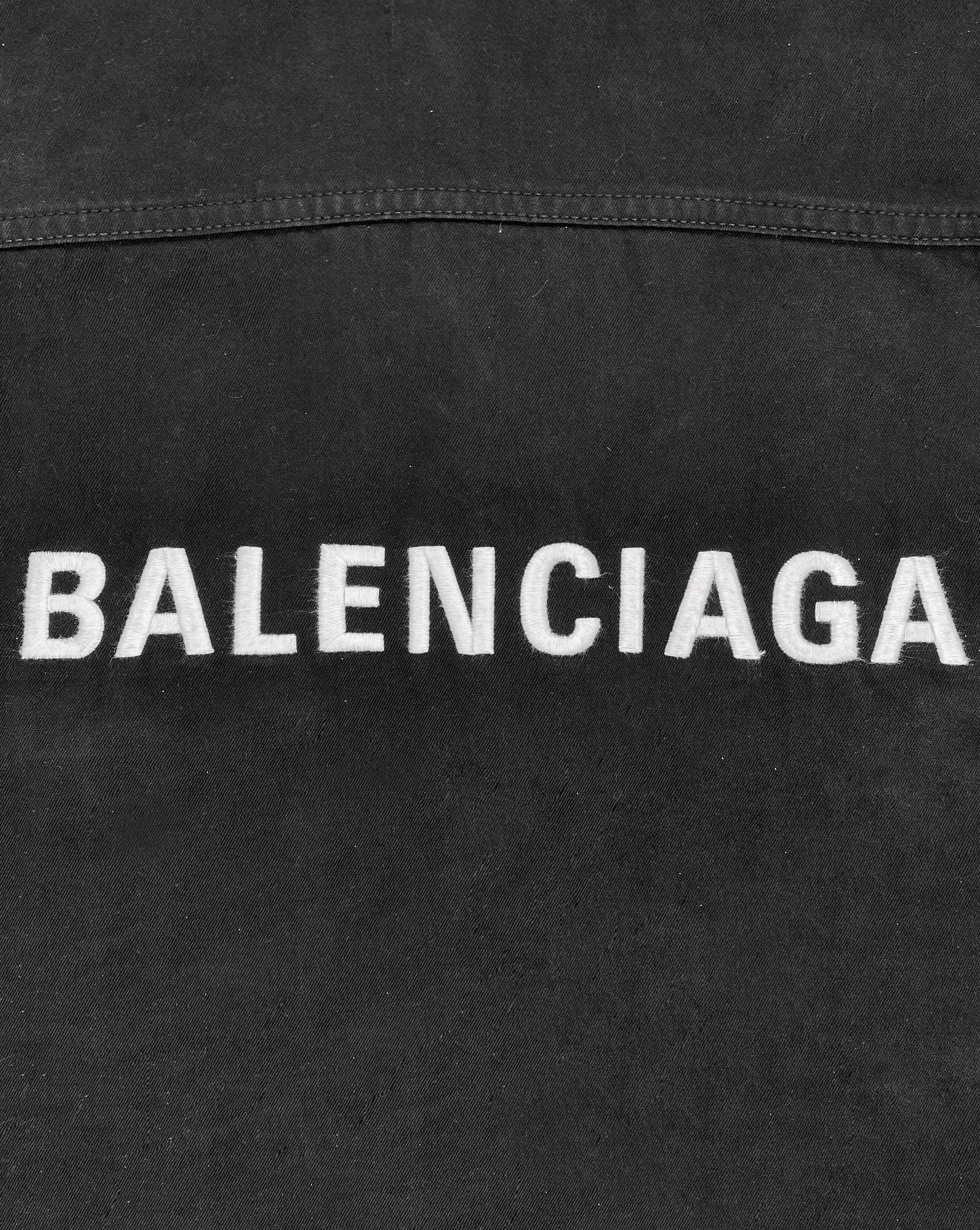 FW17 Balenciaga Cargo Pocket Embroidered Button Up Shirt