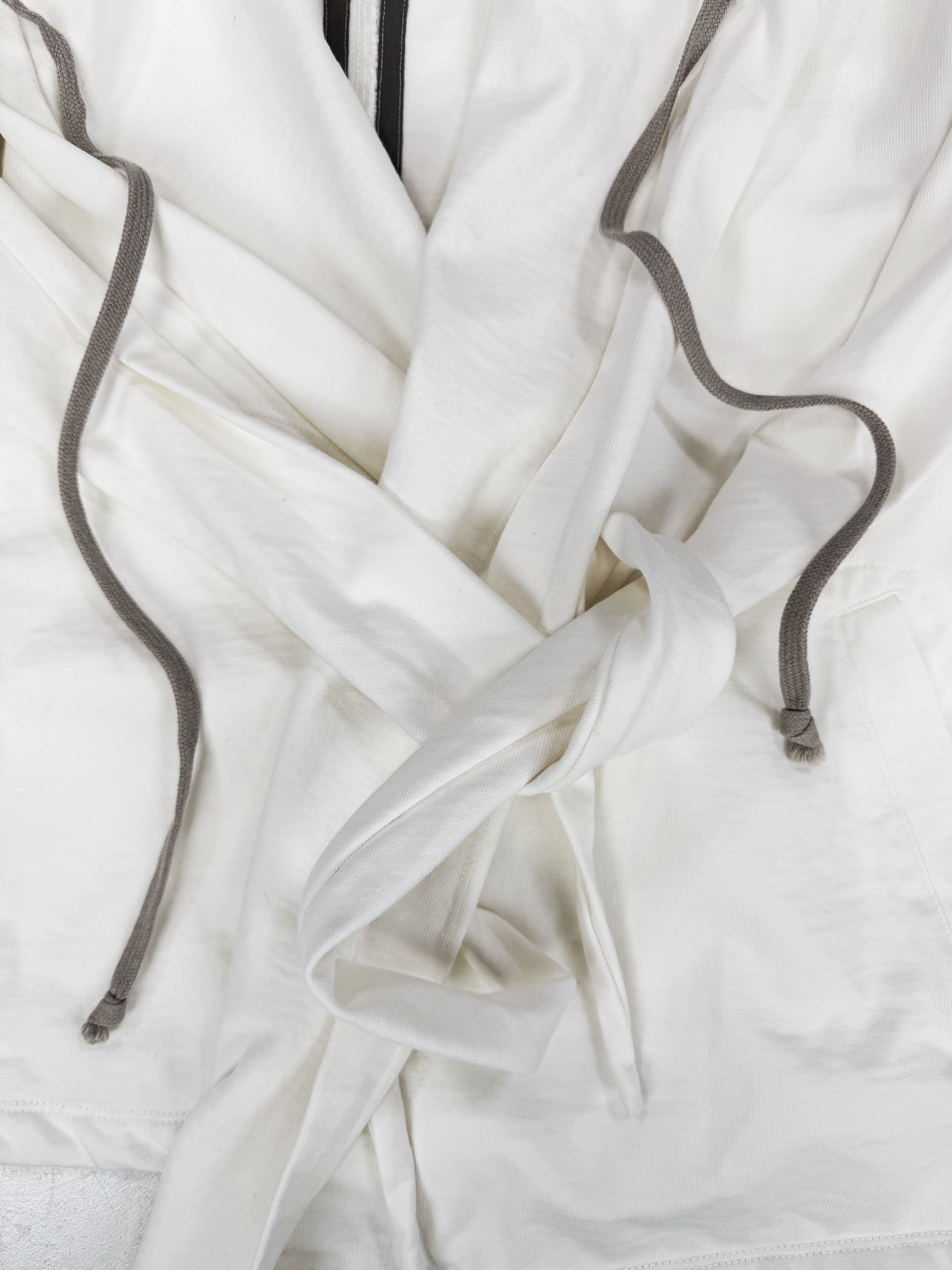 Rick Owens Mountain Hood White Belted Heavy Weight Hoodie