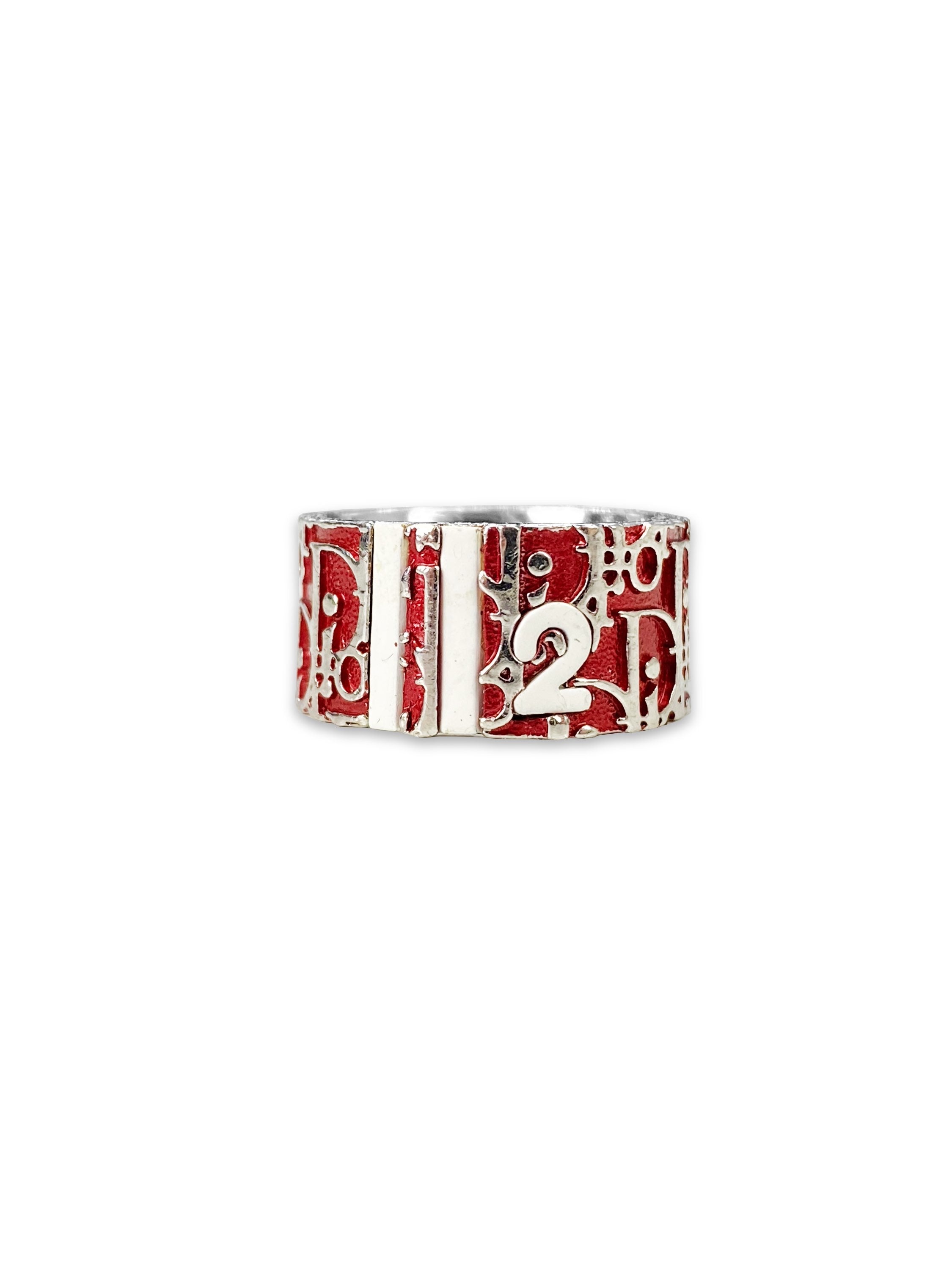 00s Dior ‘2’ Blood Red Trotter Monogram Ring