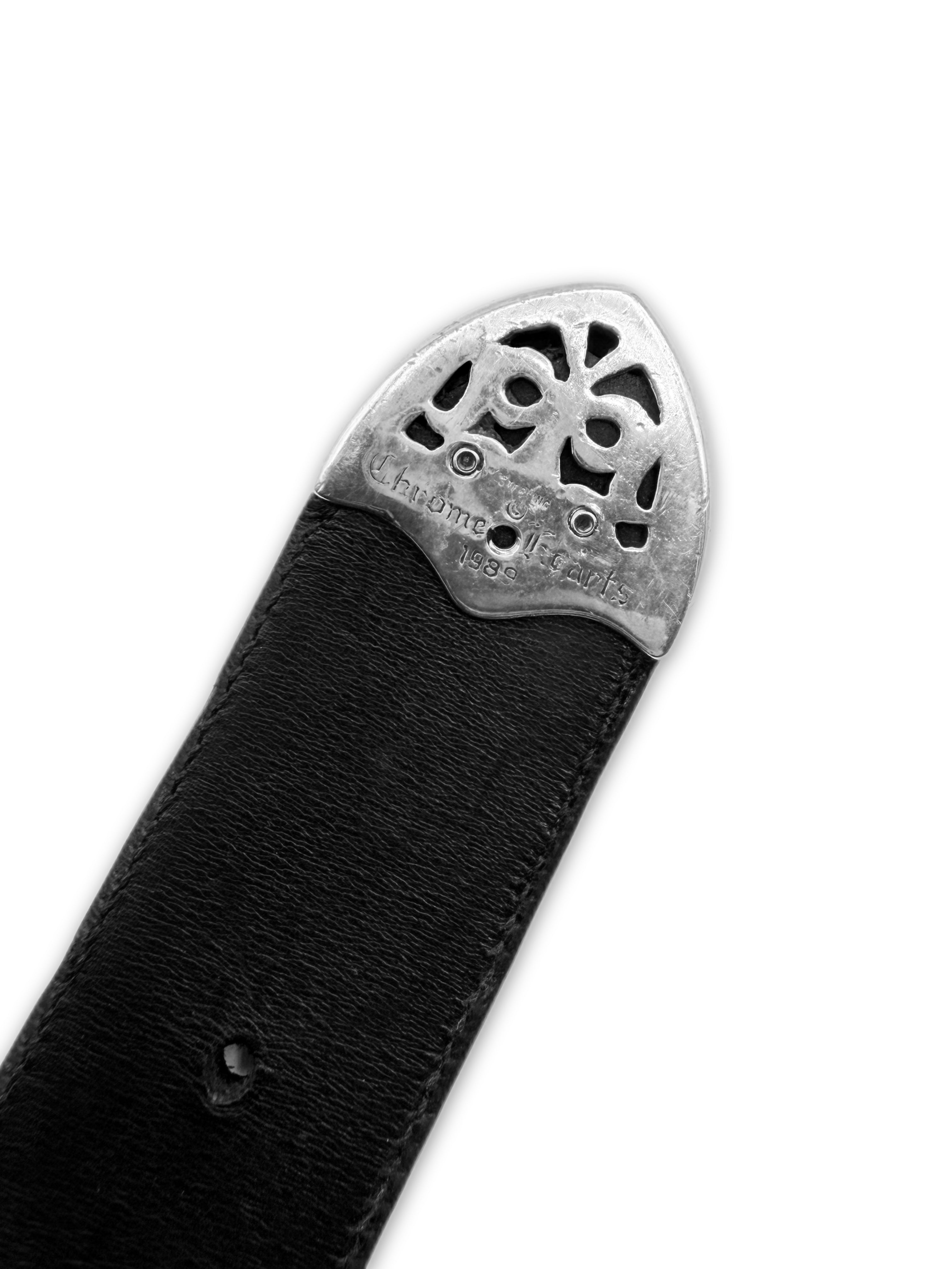 Chrome Hearts 4-Piece Western .925 Silver Black Leather Belt