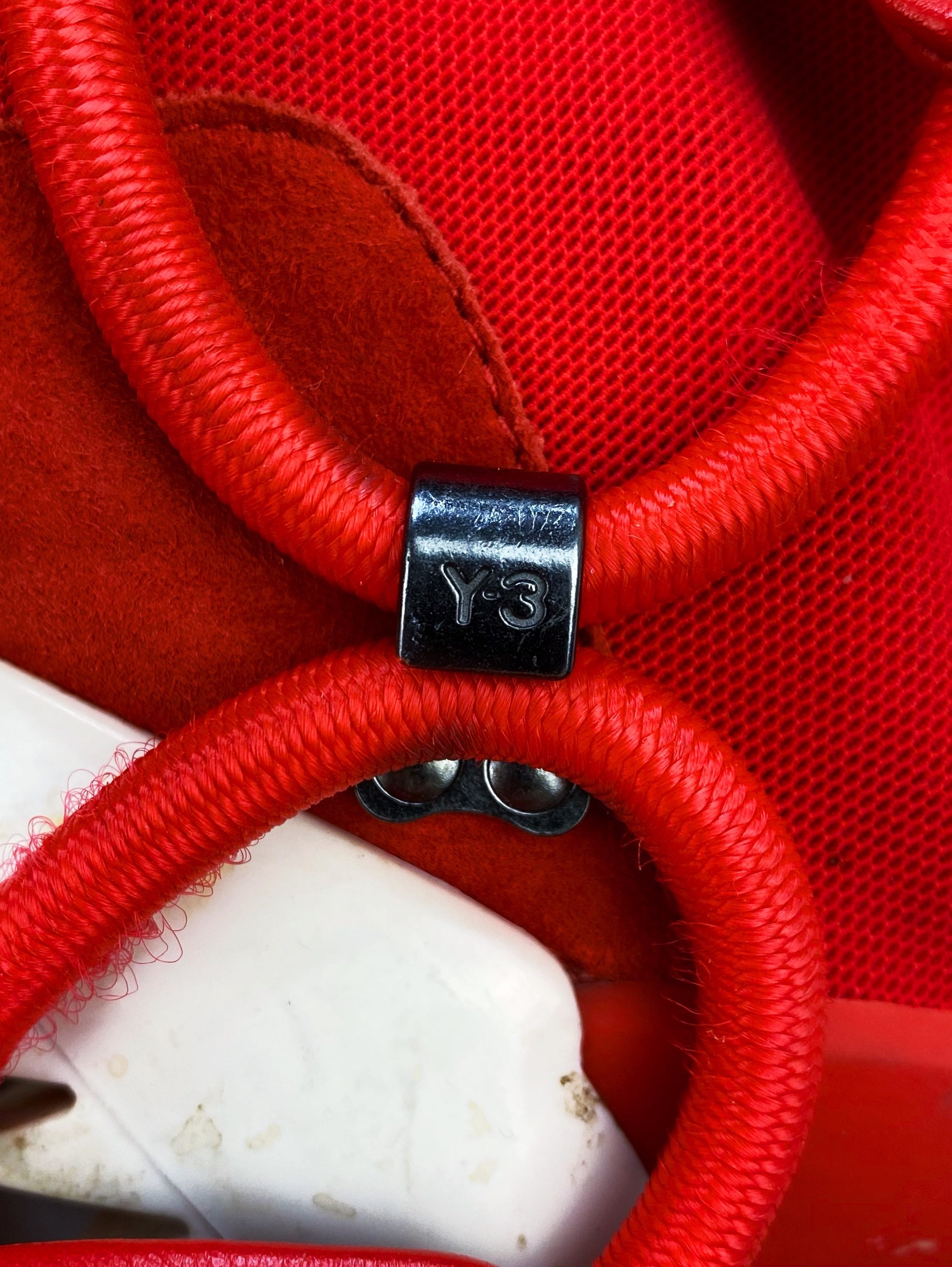 Yohji Yamamoto Y-3 Serrated Bungee Cord Cherry Red Hi-top Sneakers