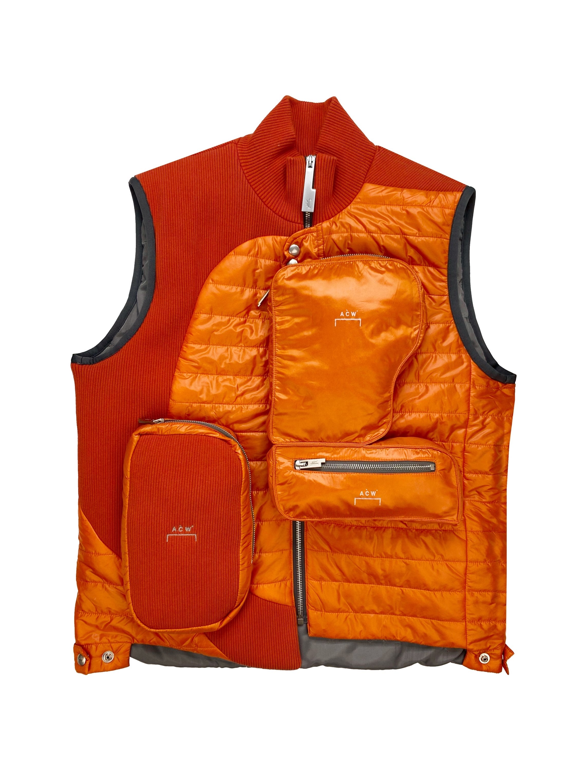 A Cold Wall 3D Cargo Pocket Padded Asymmetric Orange Vest